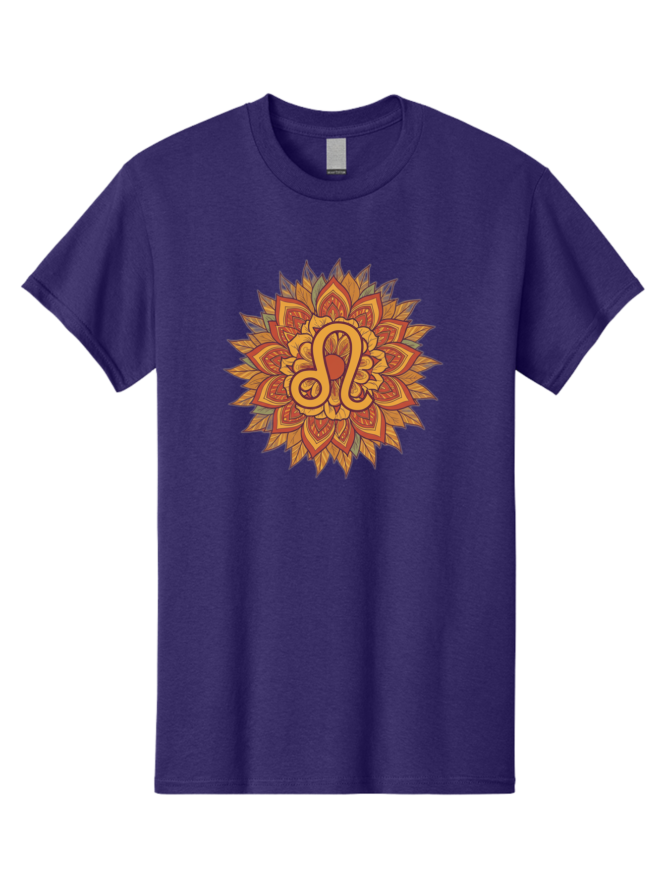 Libra-Symbol-Mandala Men'S Graphic Tee, 100% Cotton, Comfortable Casual Summer Wear, Machine Washable, Libra Symbol, Intricate Mandala Design, Floral Patterns, Orange And Red Hues, Symbolic Representation, Astrological Sign, Zodiac Art, Bae219