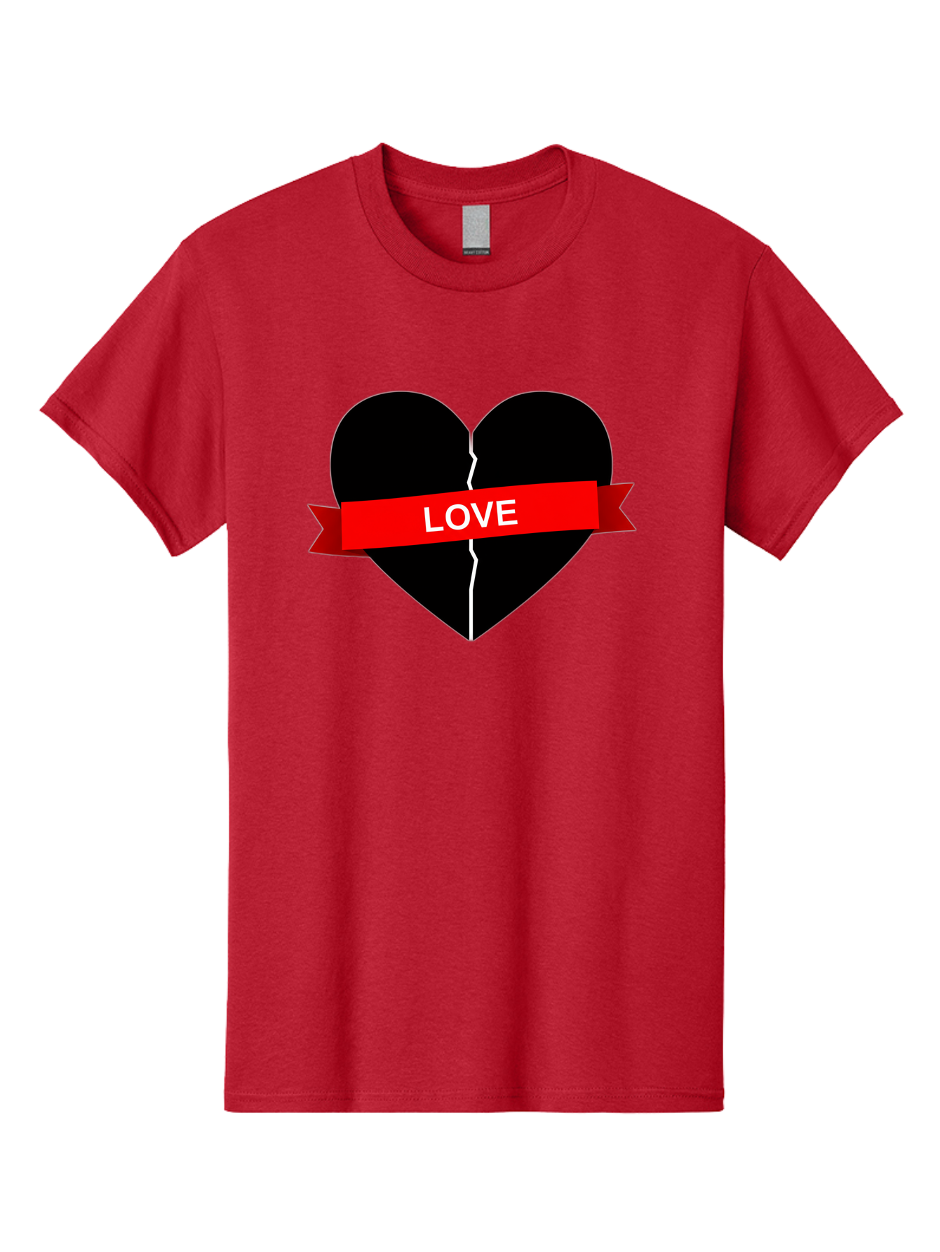 Love-Broken-Heart Men'S Graphic Tee, 100% Cotton, Comfortable Casual Summer Wear, Machine Washable, Broken Heart, Heartbreak, Love Symbol, Red Ribbon, White Text, Split Heart, Cracked Heart, Heart Illustration, Heart Graphic, Torn Love Bae224
