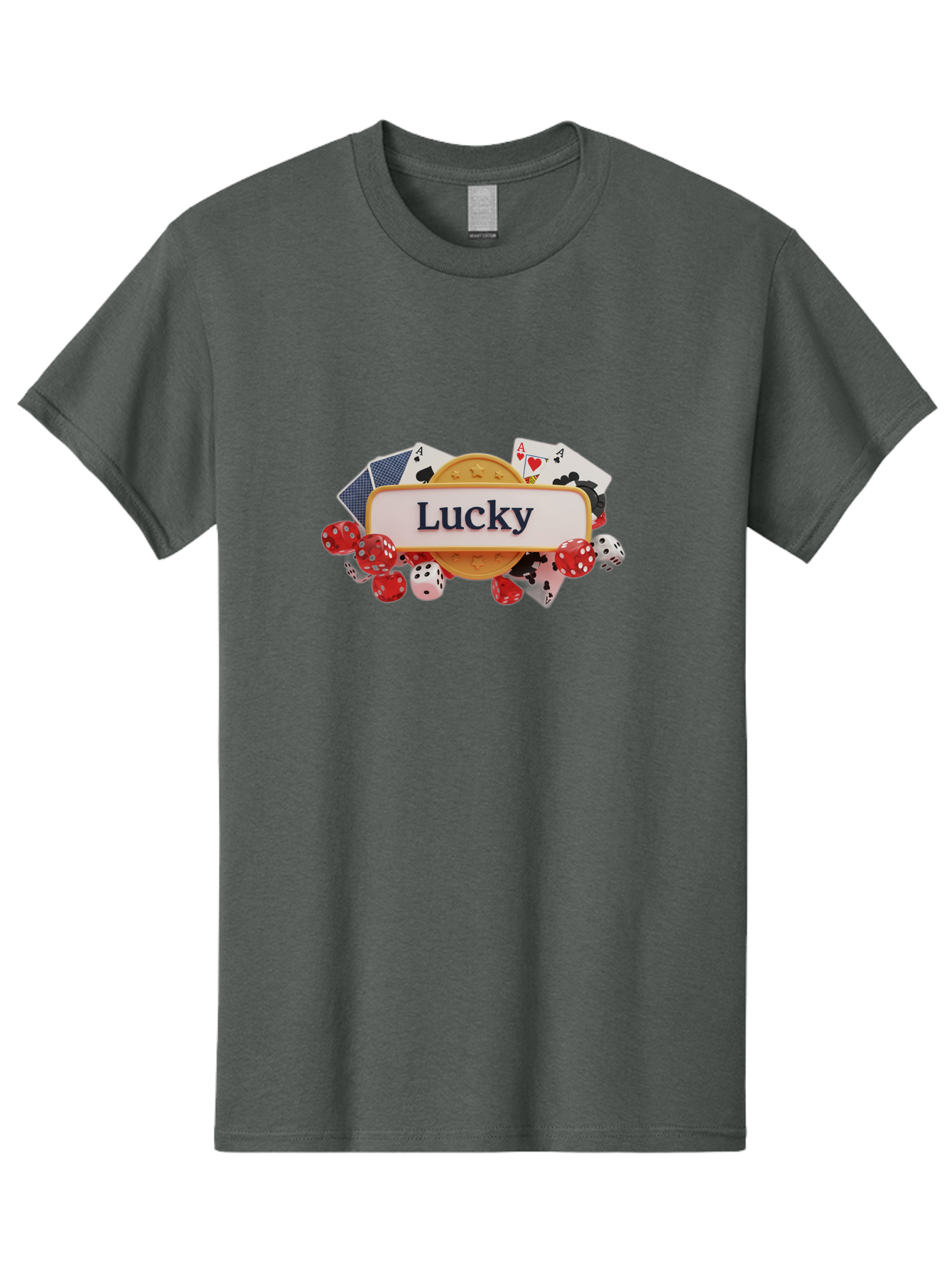 Lucky Men'S Graphic Tee, 100% Cotton, Comfortable Casual Summer Wear, Machine Washable, Lucky Charm, Playing Cards, Poker Dice, Casino Games, Gambler'S Luck, Good Fortune, Winning Streak, Lady Luck Bae227
