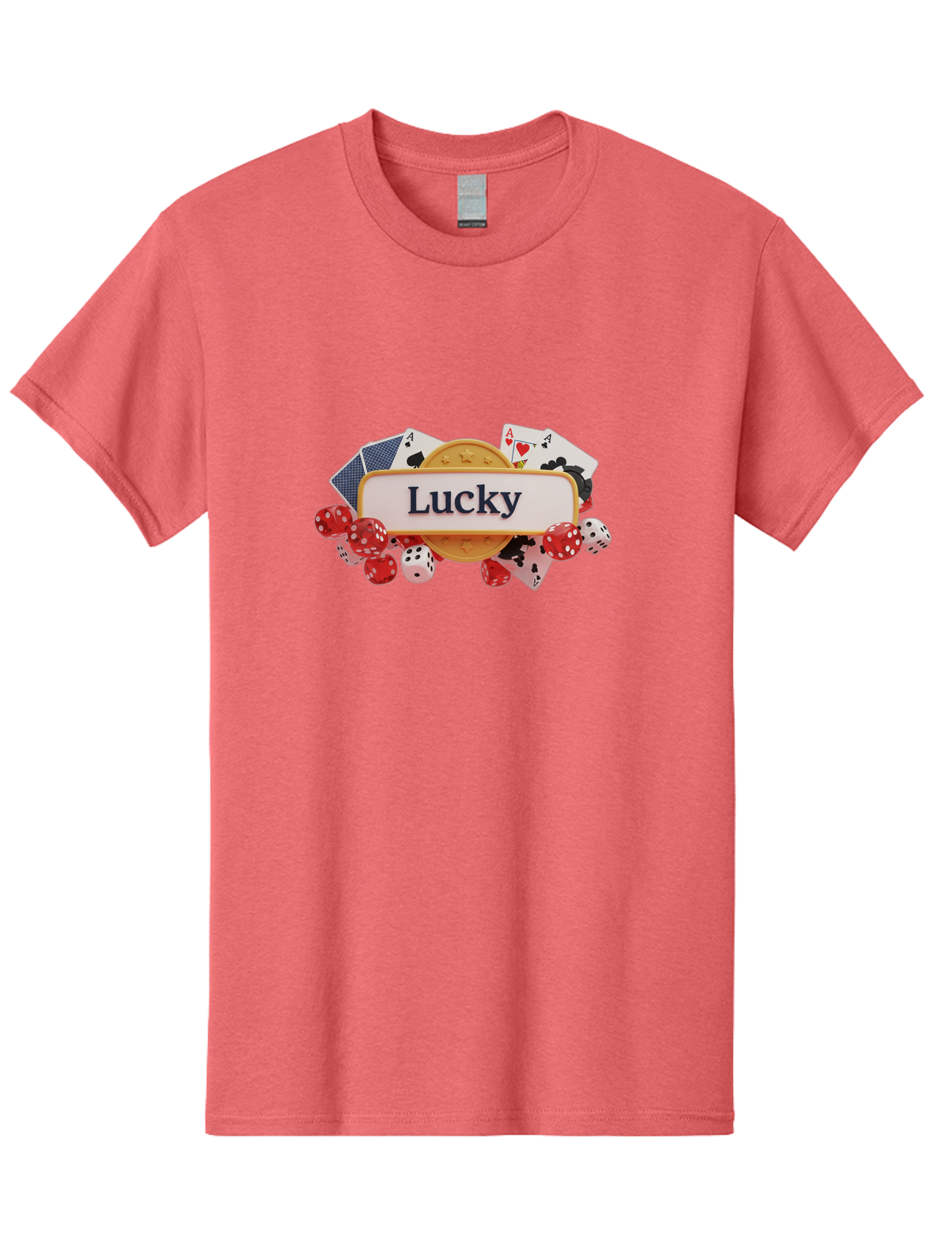 Lucky Men'S Graphic Tee, 100% Cotton, Comfortable Casual Summer Wear, Machine Washable, Lucky Charm, Playing Cards, Poker Dice, Casino Games, Gambler'S Luck, Good Fortune, Winning Streak, Lady Luck Bae227