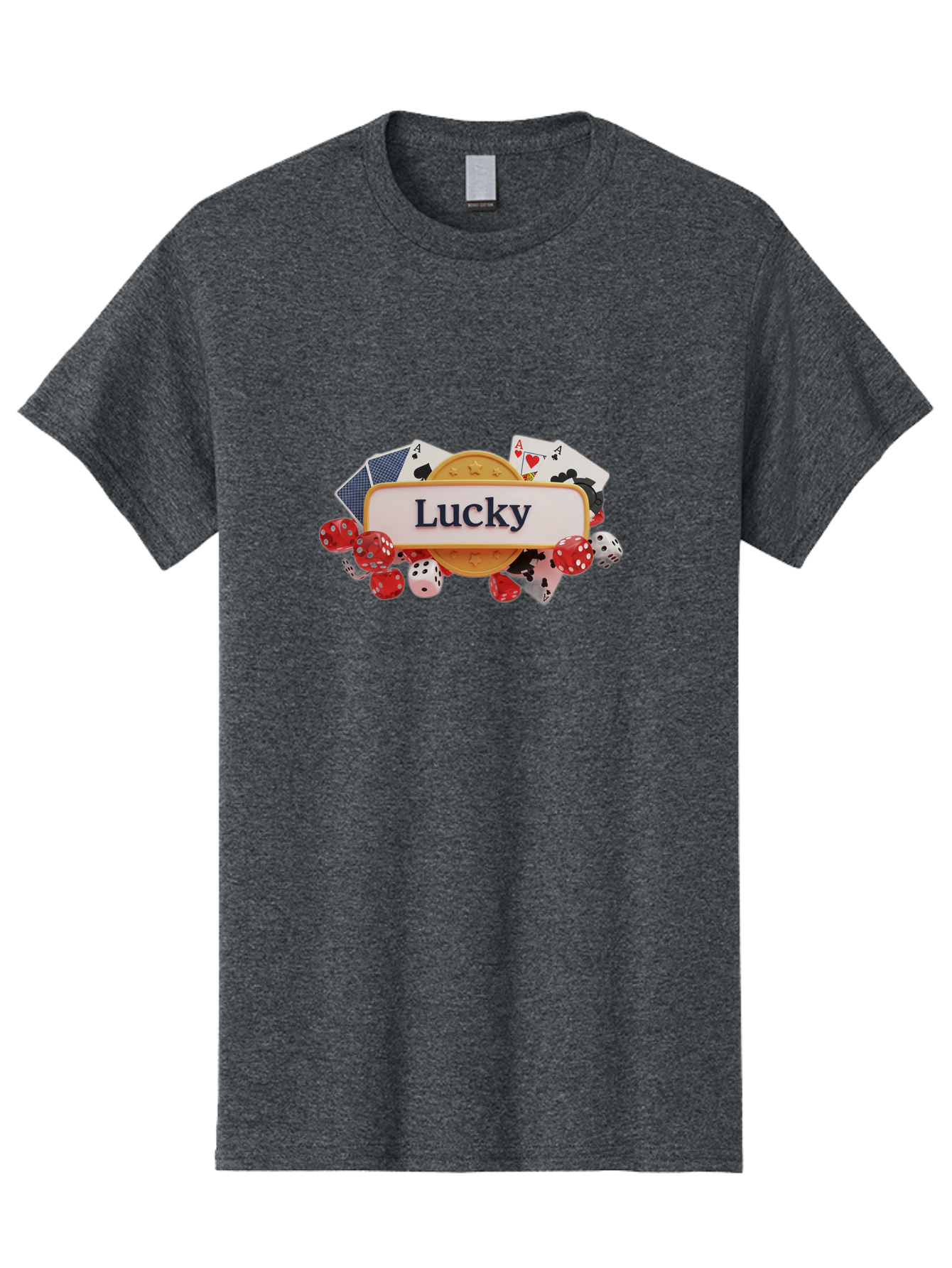 Lucky Men'S Graphic Tee, 100% Cotton, Comfortable Casual Summer Wear, Machine Washable, Lucky Charm, Playing Cards, Poker Dice, Casino Games, Gambler'S Luck, Good Fortune, Winning Streak, Lady Luck Bae227