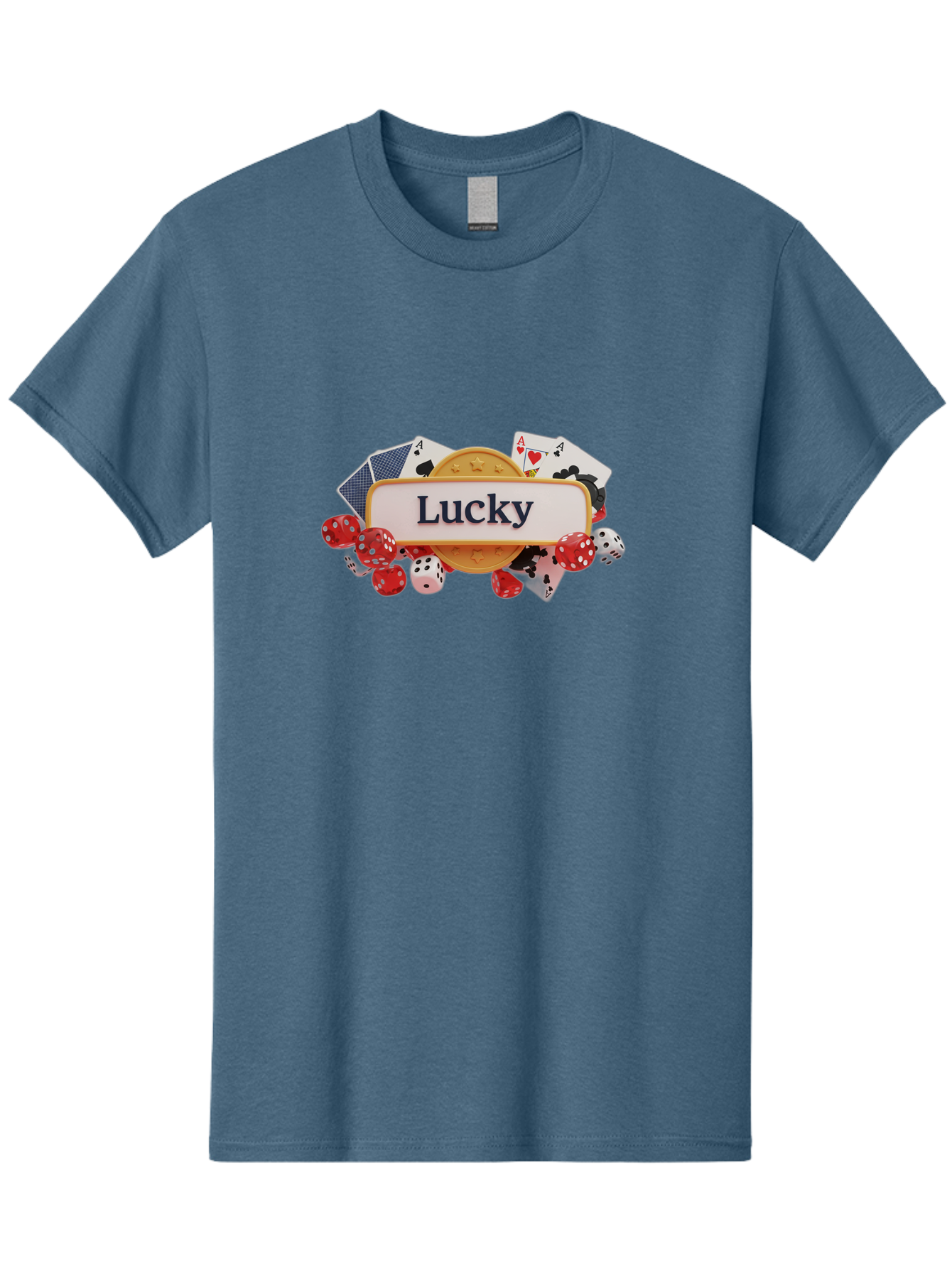 Lucky Men'S Graphic Tee, 100% Cotton, Comfortable Casual Summer Wear, Machine Washable, Lucky Charm, Playing Cards, Poker Dice, Casino Games, Gambler'S Luck, Good Fortune, Winning Streak, Lady Luck Bae227