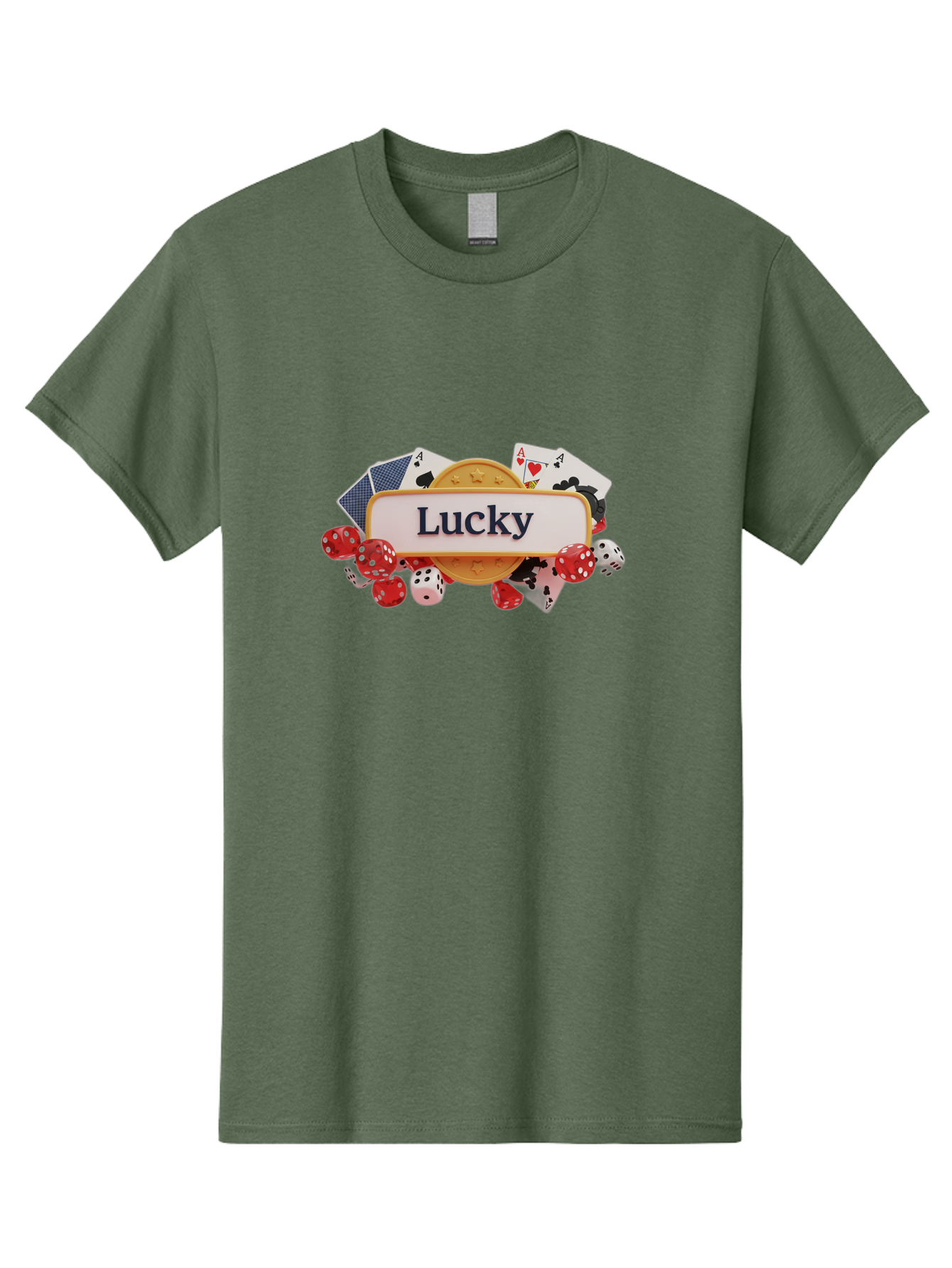 Lucky Men'S Graphic Tee, 100% Cotton, Comfortable Casual Summer Wear, Machine Washable, Lucky Charm, Playing Cards, Poker Dice, Casino Games, Gambler'S Luck, Good Fortune, Winning Streak, Lady Luck Bae227