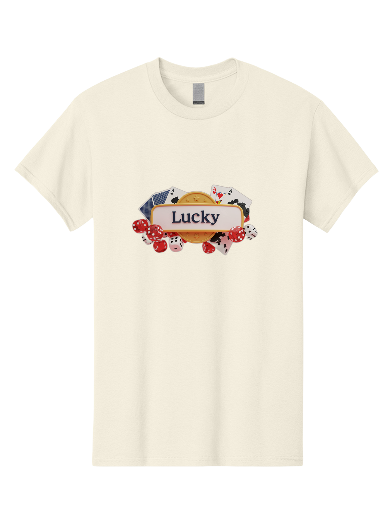 Lucky Men'S Graphic Tee, 100% Cotton, Comfortable Casual Summer Wear, Machine Washable, Lucky Charm, Playing Cards, Poker Dice, Casino Games, Gambler'S Luck, Good Fortune, Winning Streak, Lady Luck Bae227