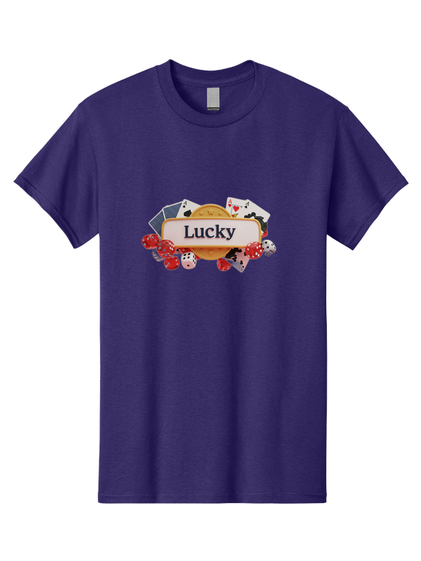 Lucky Men'S Graphic Tee, 100% Cotton, Comfortable Casual Summer Wear, Machine Washable, Lucky Charm, Playing Cards, Poker Dice, Casino Games, Gambler'S Luck, Good Fortune, Winning Streak, Lady Luck Bae227