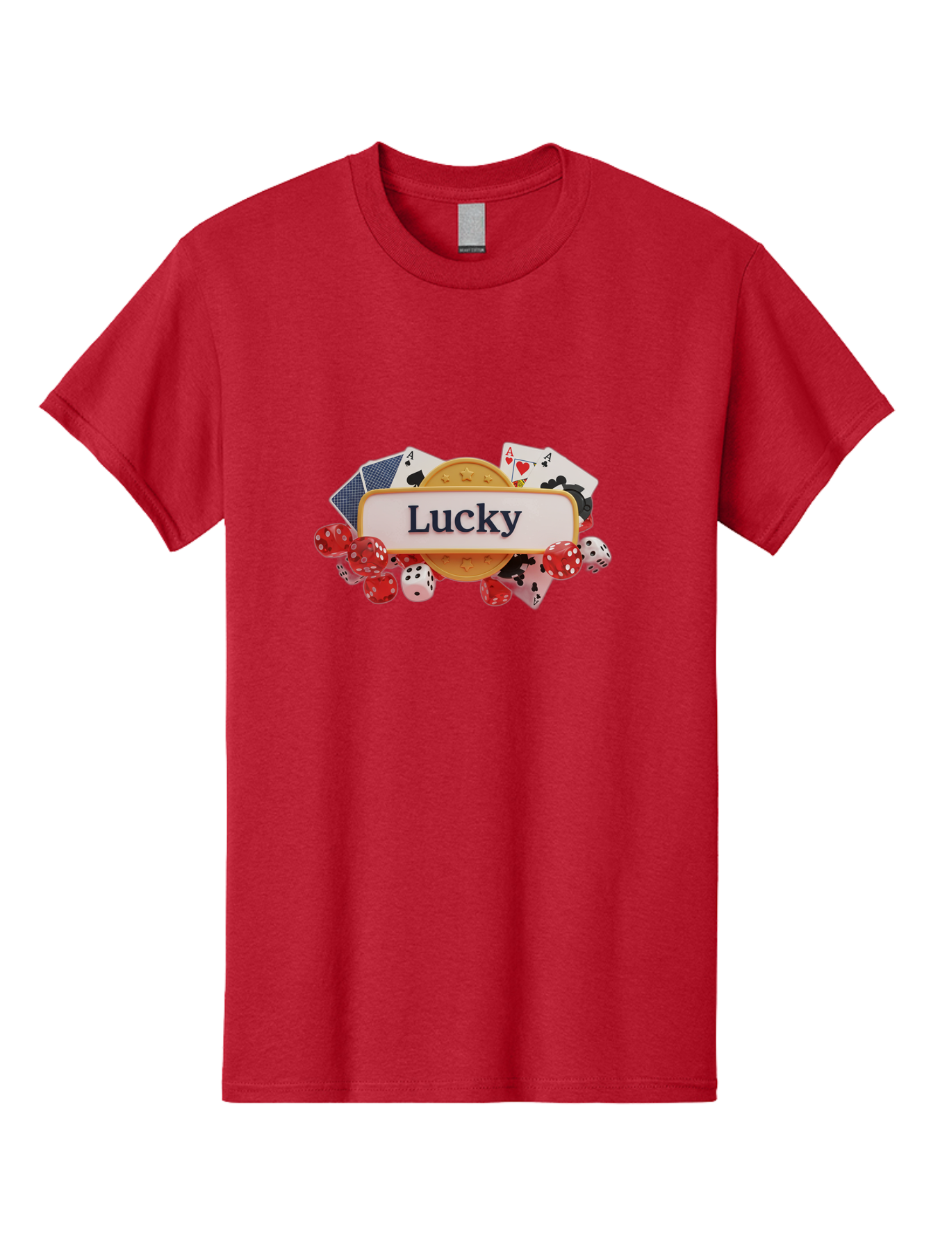 Lucky Men'S Graphic Tee, 100% Cotton, Comfortable Casual Summer Wear, Machine Washable, Lucky Charm, Playing Cards, Poker Dice, Casino Games, Gambler'S Luck, Good Fortune, Winning Streak, Lady Luck Bae227