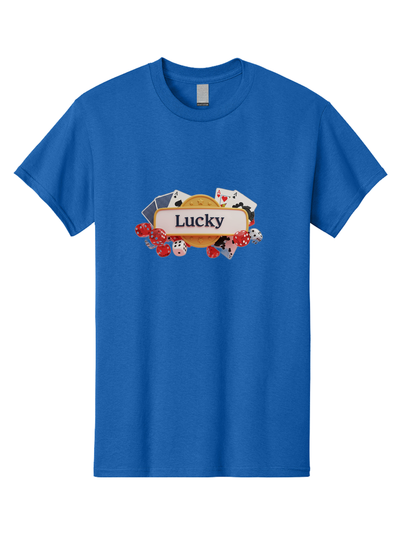 Lucky Men'S Graphic Tee, 100% Cotton, Comfortable Casual Summer Wear, Machine Washable, Lucky Charm, Playing Cards, Poker Dice, Casino Games, Gambler'S Luck, Good Fortune, Winning Streak, Lady Luck Bae227