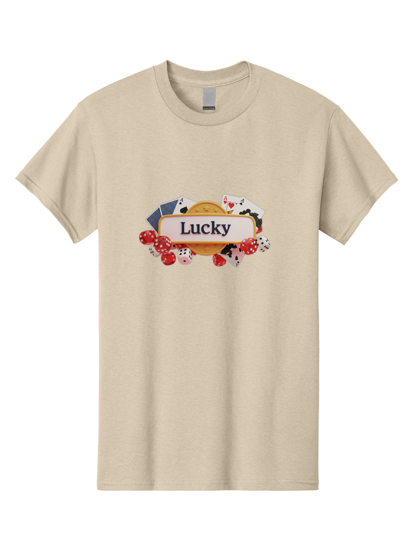 Lucky Men'S Graphic Tee, 100% Cotton, Comfortable Casual Summer Wear, Machine Washable, Lucky Charm, Playing Cards, Poker Dice, Casino Games, Gambler'S Luck, Good Fortune, Winning Streak, Lady Luck Bae227