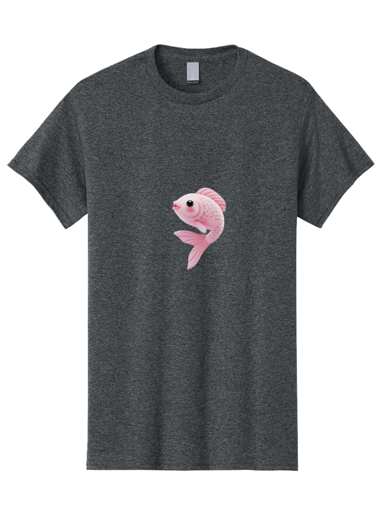 Pink-Goldfish Men'S Graphic Tee, 100% Cotton, Comfortable Casual Summer Wear, Machine Washable, Pink Fish, Cartoon Style, Kawaii Character, Toy-Like Appearance, Playful Design, Aquatic Theme, Cute Expression, Isolated Graphic Bae237
