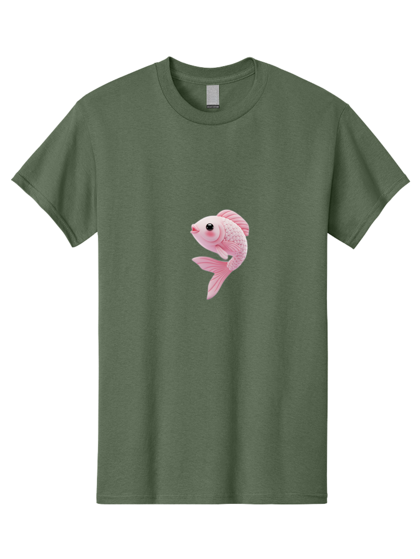 Pink-Goldfish Men'S Graphic Tee, 100% Cotton, Comfortable Casual Summer Wear, Machine Washable, Pink Fish, Cartoon Style, Kawaii Character, Toy-Like Appearance, Playful Design, Aquatic Theme, Cute Expression, Isolated Graphic Bae237