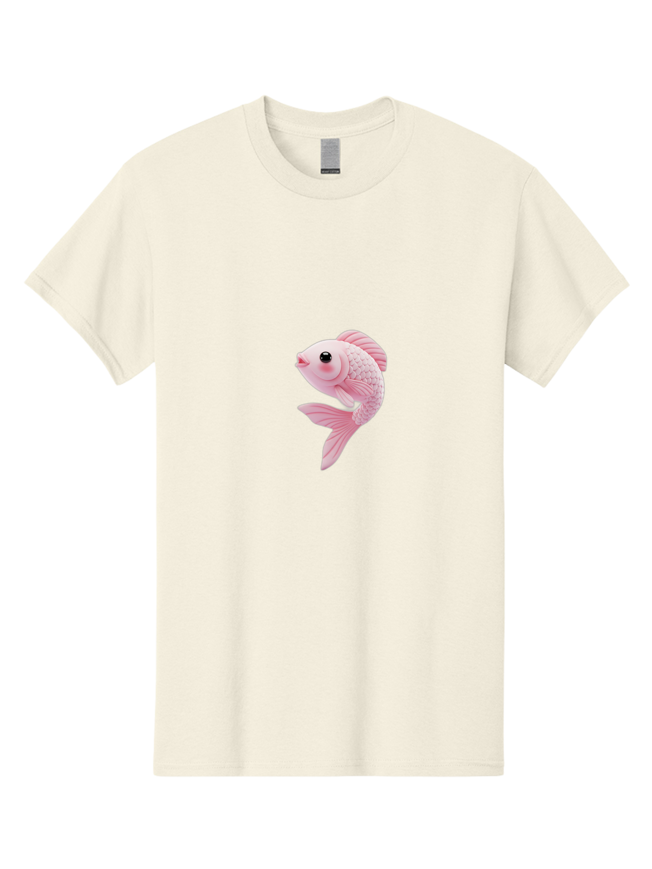 Pink-Goldfish Men'S Graphic Tee, 100% Cotton, Comfortable Casual Summer Wear, Machine Washable, Pink Fish, Cartoon Style, Kawaii Character, Toy-Like Appearance, Playful Design, Aquatic Theme, Cute Expression, Isolated Graphic Bae237