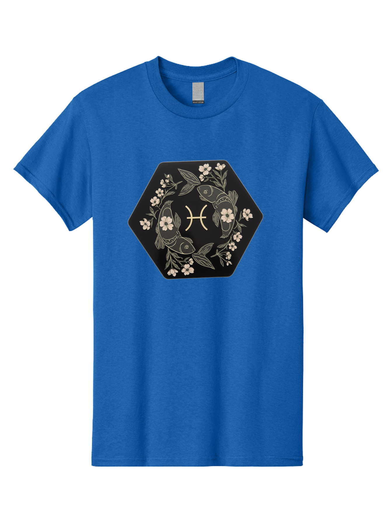 Pisces-Zodiac-Symbol Men'S Graphic Tee, 100% Cotton, Comfortable Casual Summer Wear, Machine Washable, Pisces Zodiac Symbol, Fish Illustration, Floral Wreath, Astrology Sign, Horoscope, Mystical Design, Esoteric Art, Spiritual Symbolism, Bae240