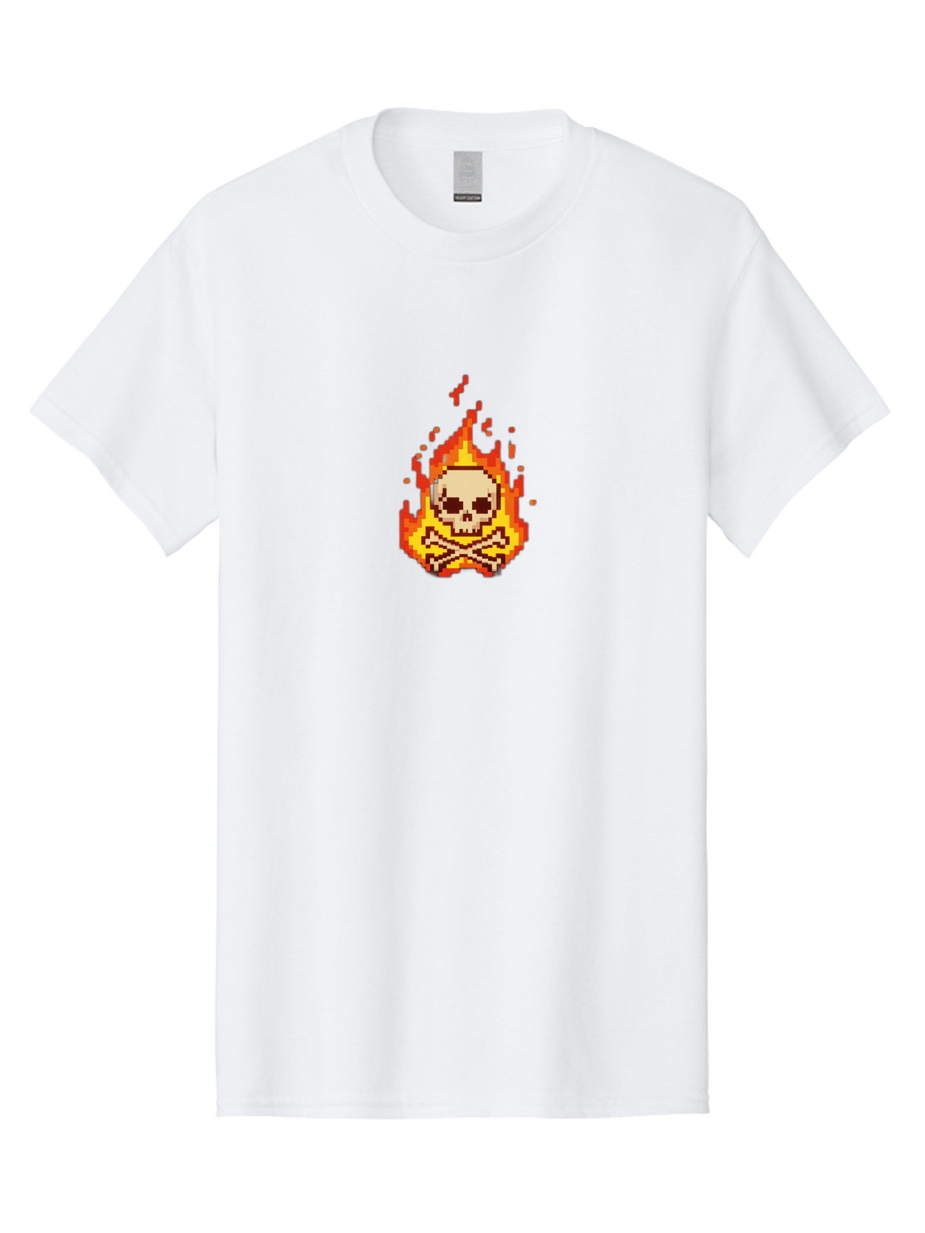 Pixel-Skull-And-Crossbones Men'S Graphic Tee, 100% Cotton, Comfortable Casual Summer Wear, Machine Washable, Death Symbol, Danger Sign, Warning Sign, Skull And Crossbones, Pixel Art, Retro Gaming, Grunge Aesthetics, Fiery Flames, Bae242