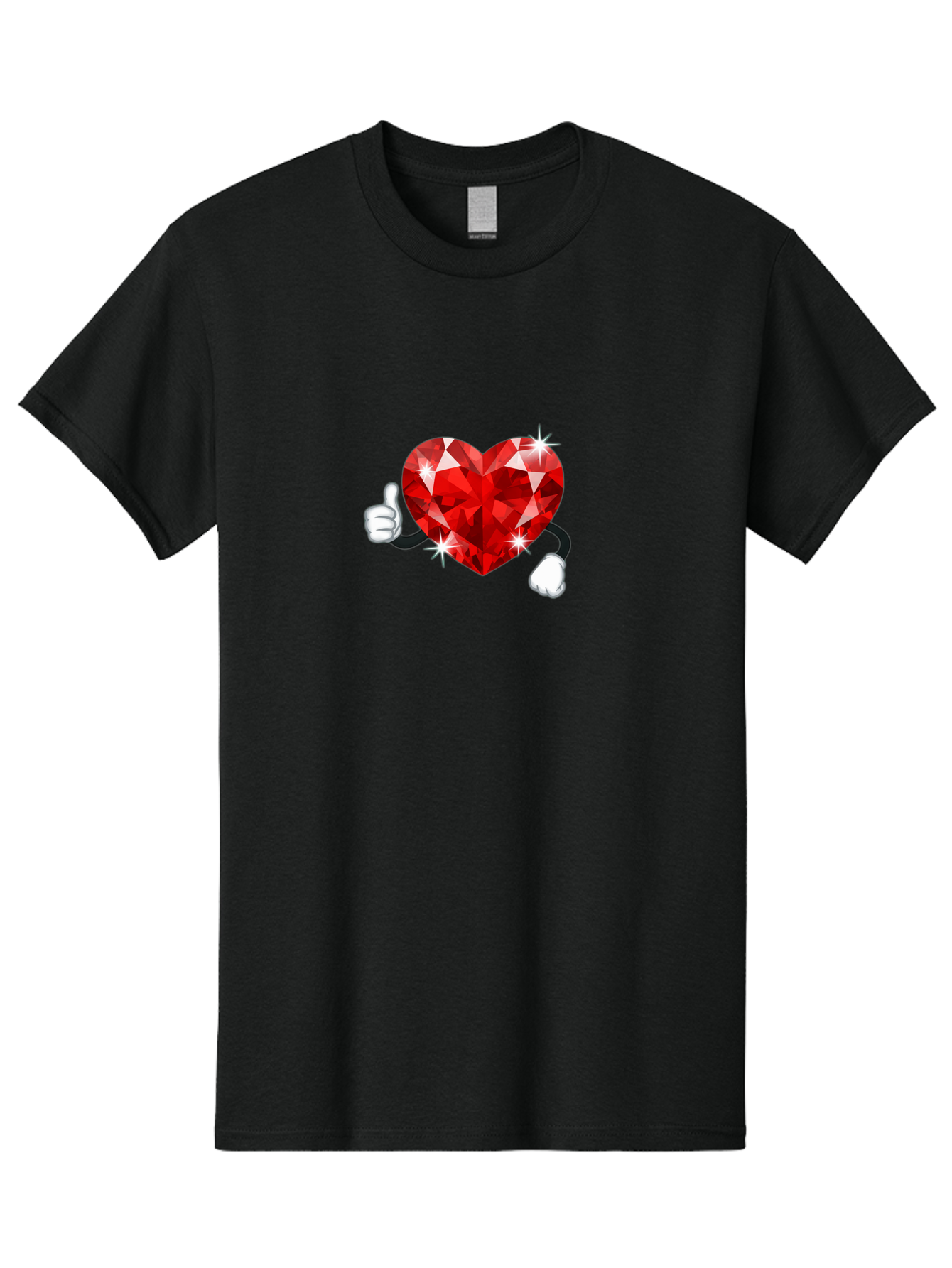 Red-Diamond-Heart Men'S Graphic Tee, 100% Cotton, Comfortable Casual Summer Wear, Machine Washable, Red Heart Gem, Thumbs Up, Sparkling Gemstone, Shiny Heart, Love Symbol, Valentine'S Day, Heart Shape, Gemstone Character, Sparkling Effect, Bae247