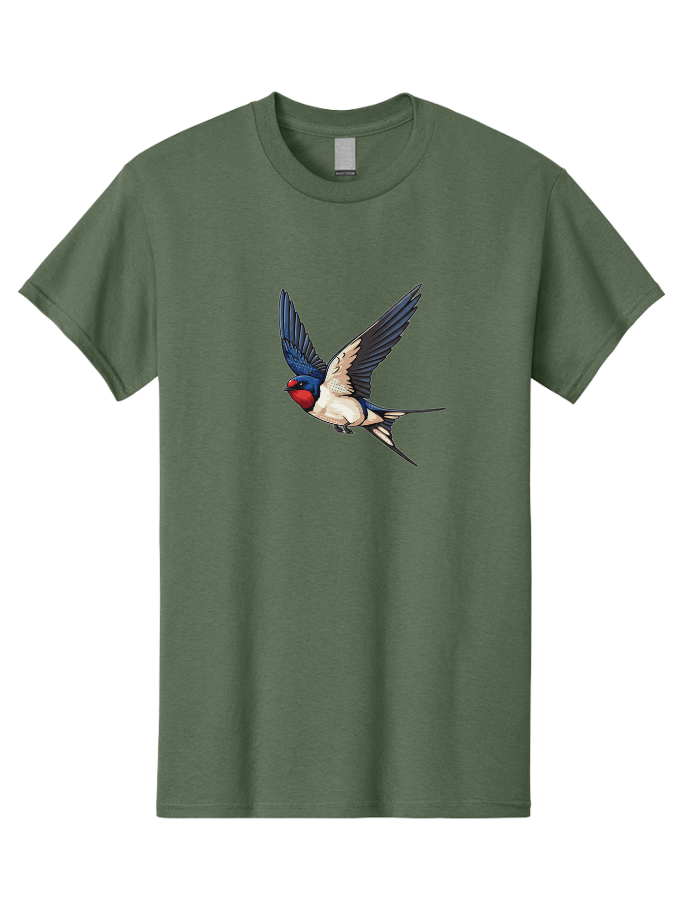 Red-Faced-Swallow Men'S Graphic Tee, 100% Cotton, Comfortable Casual Summer Wear, Machine Washable, Swallow In Flight, Bird Species, Wingspan, Feather Details, Red Face, Blue Wings, White Belly, Dynamic Pose, Wildlife Illustration, Avian Art Bae248