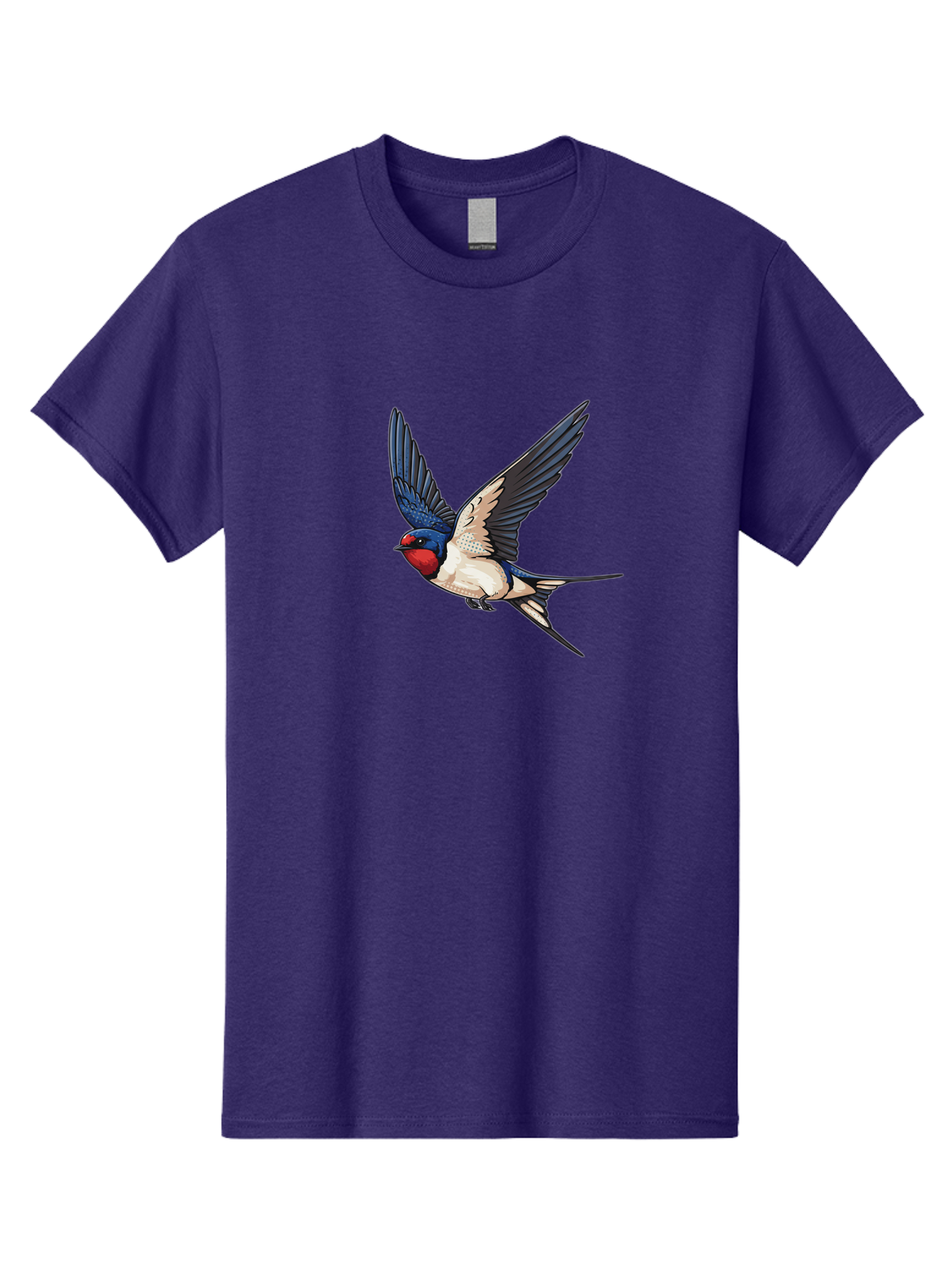 Red-Faced-Swallow Men'S Graphic Tee, 100% Cotton, Comfortable Casual Summer Wear, Machine Washable, Swallow In Flight, Bird Species, Wingspan, Feather Details, Red Face, Blue Wings, White Belly, Dynamic Pose, Wildlife Illustration, Avian Art Bae248