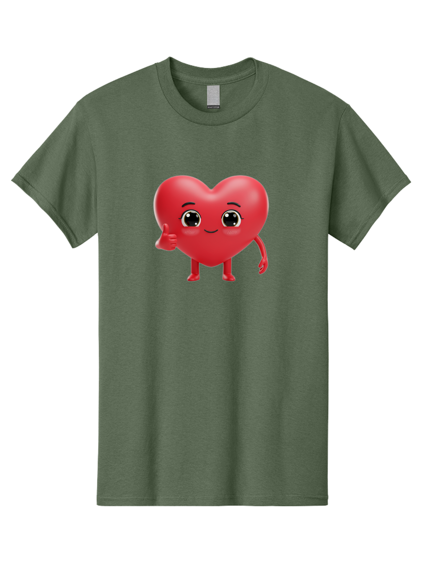 Red-Heart-Character-1 Men'S Graphic Tee, 100% Cotton, Comfortable Casual Summer Wear, Machine Washable, Cartoon Heart, Smiling Face, Thumbs Up, Cute Character, Heart Emoji, Love Symbol, Friendly Icon, Digital Illustration, 3D Rendering, Bae249