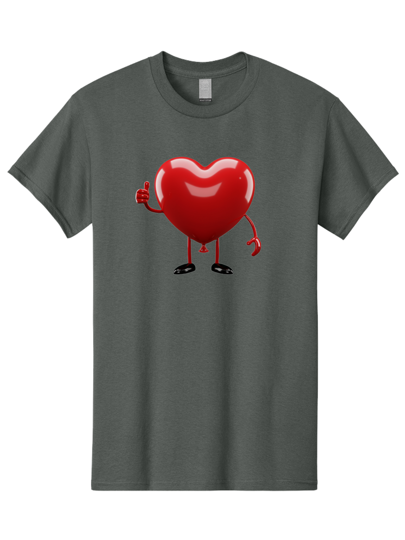 Red-Heart-Character-2 Men'S Graphic Tee, 100% Cotton, Comfortable Casual Summer Wear, Machine Washable, Heart Character With Thumbs Up, Red Heart, Love Symbol, Cartoon Heart, Happiness, Heart Shape, Love Icon, Positive Gesture, Bae250