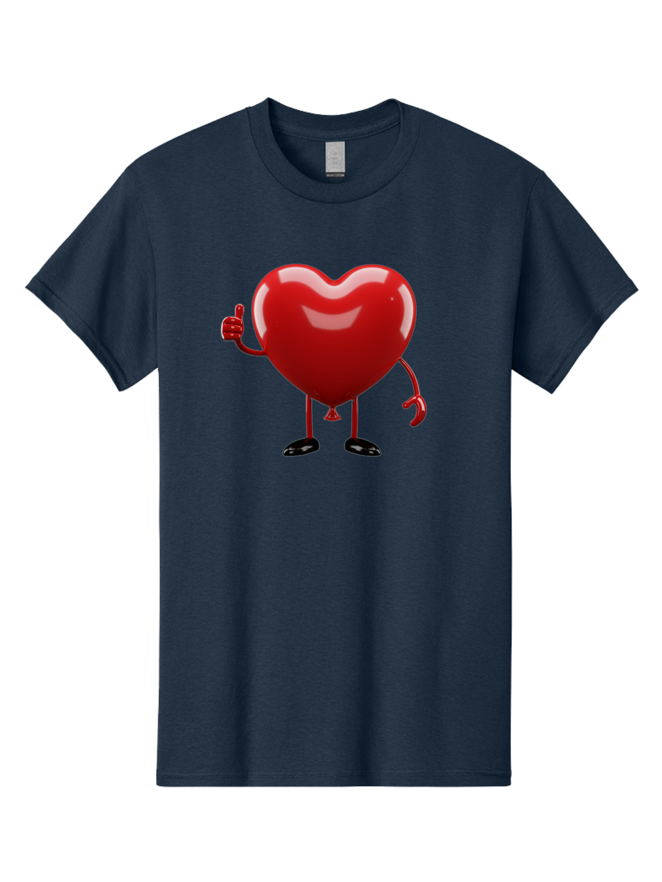Red-Heart-Character-2 Men'S Graphic Tee, 100% Cotton, Comfortable Casual Summer Wear, Machine Washable, Heart Character With Thumbs Up, Red Heart, Love Symbol, Cartoon Heart, Happiness, Heart Shape, Love Icon, Positive Gesture, Bae250