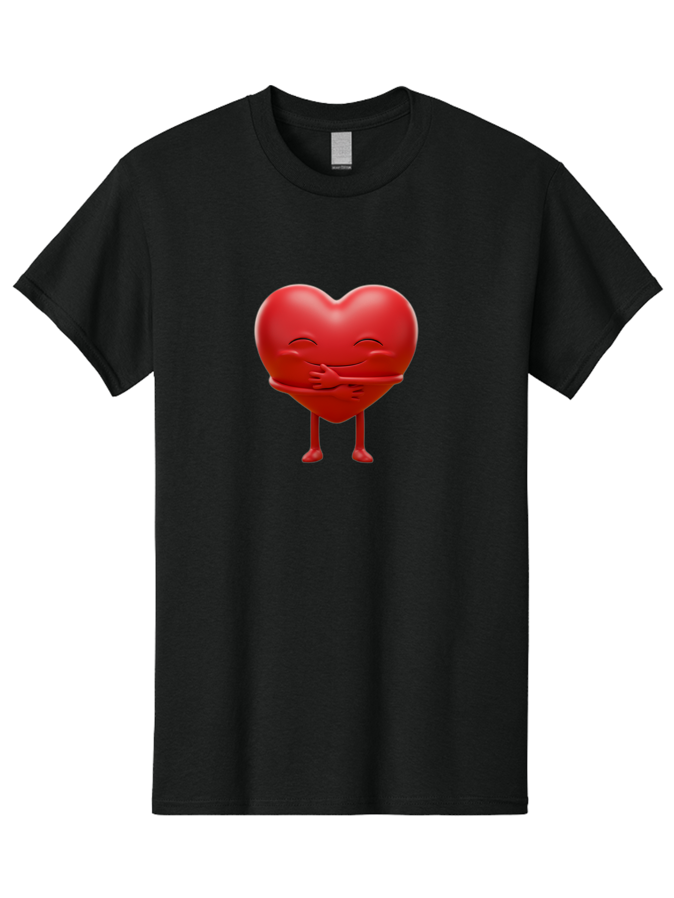 Red-Heart-Character Men'S Graphic Tee, 100% Cotton, Comfortable Casual Summer Wear, Machine Washable, Cartoon Heart Character, Heart Touching Hand, Happy Heart, Heart Smiling Face, Cute Cartoon Character, Heart With Legs, Bae251