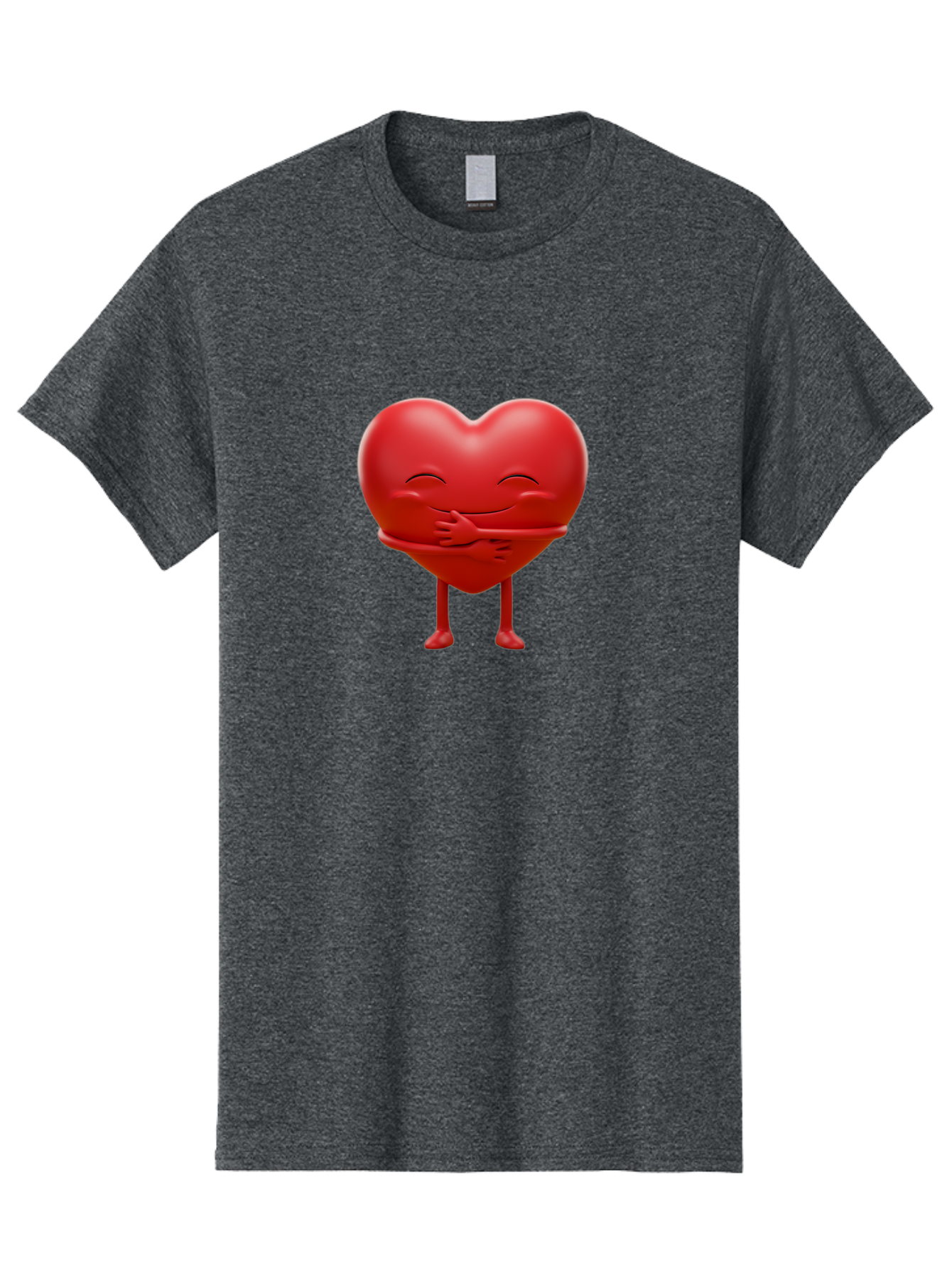 Red-Heart-Character Men'S Graphic Tee, 100% Cotton, Comfortable Casual Summer Wear, Machine Washable, Cartoon Heart Character, Heart Touching Hand, Happy Heart, Heart Smiling Face, Cute Cartoon Character, Heart With Legs, Bae251