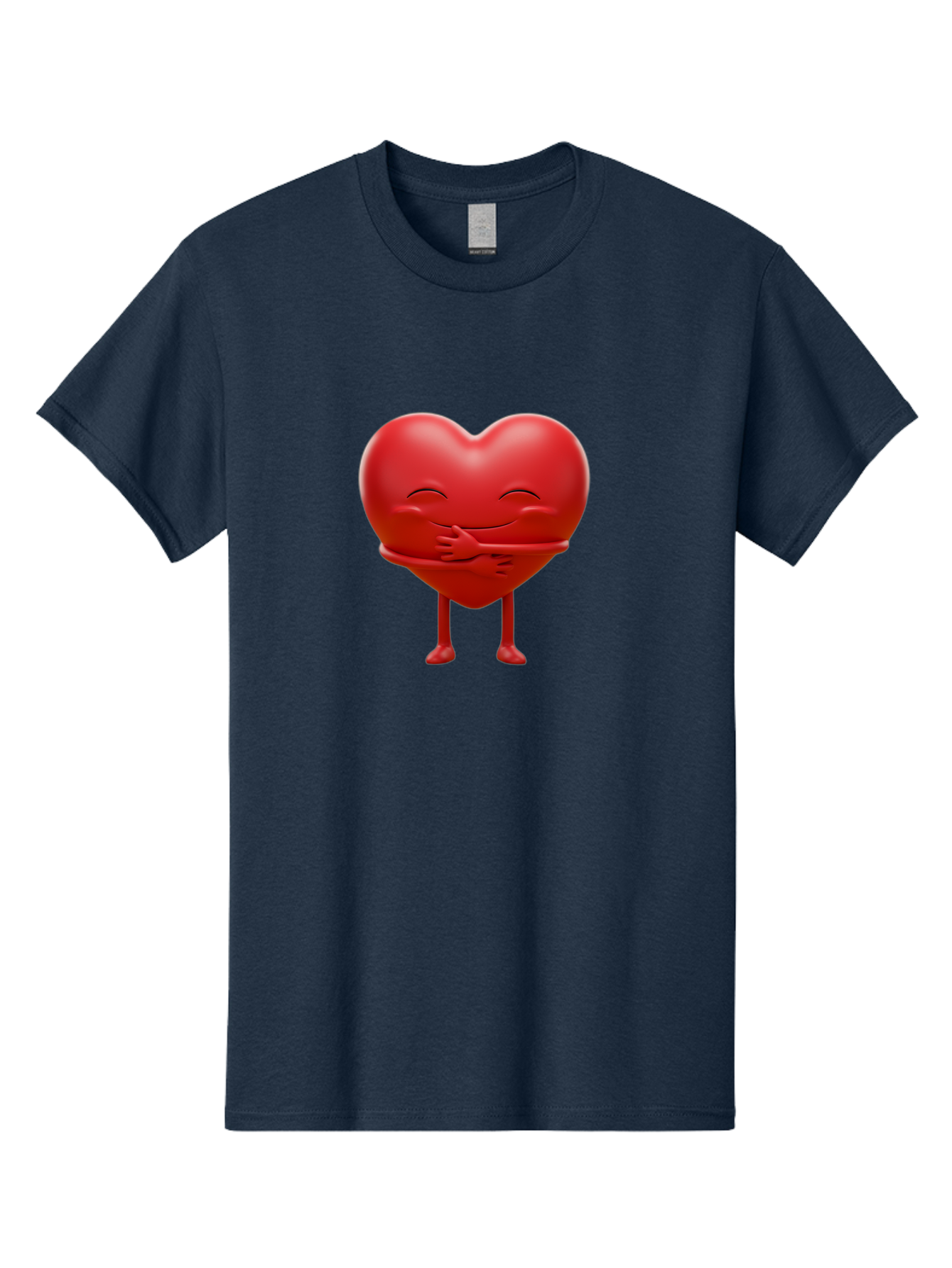 Red-Heart-Character Men'S Graphic Tee, 100% Cotton, Comfortable Casual Summer Wear, Machine Washable, Cartoon Heart Character, Heart Touching Hand, Happy Heart, Heart Smiling Face, Cute Cartoon Character, Heart With Legs, Bae251