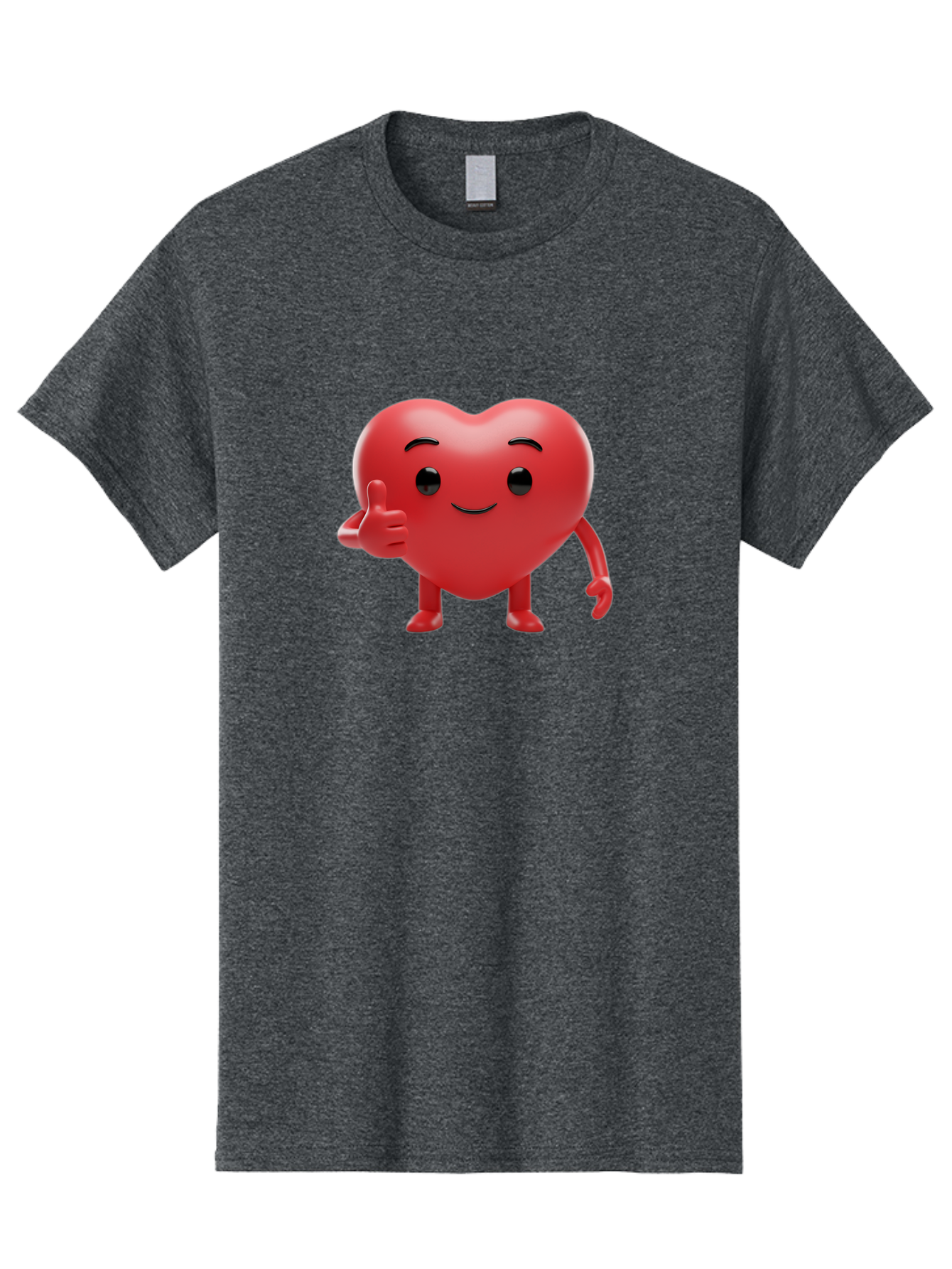 Red-Heart-Emoji Men'S Graphic Tee, 100% Cotton, Comfortable Casual Summer Wear, Machine Washable, Red Heart Character, Cartoon Heart, Heart With Arms And Legs, Thumbs Up Heart, Smiling Heart, Happy Heart, 3D Heart Character, Cute Heart Mascot Bae252