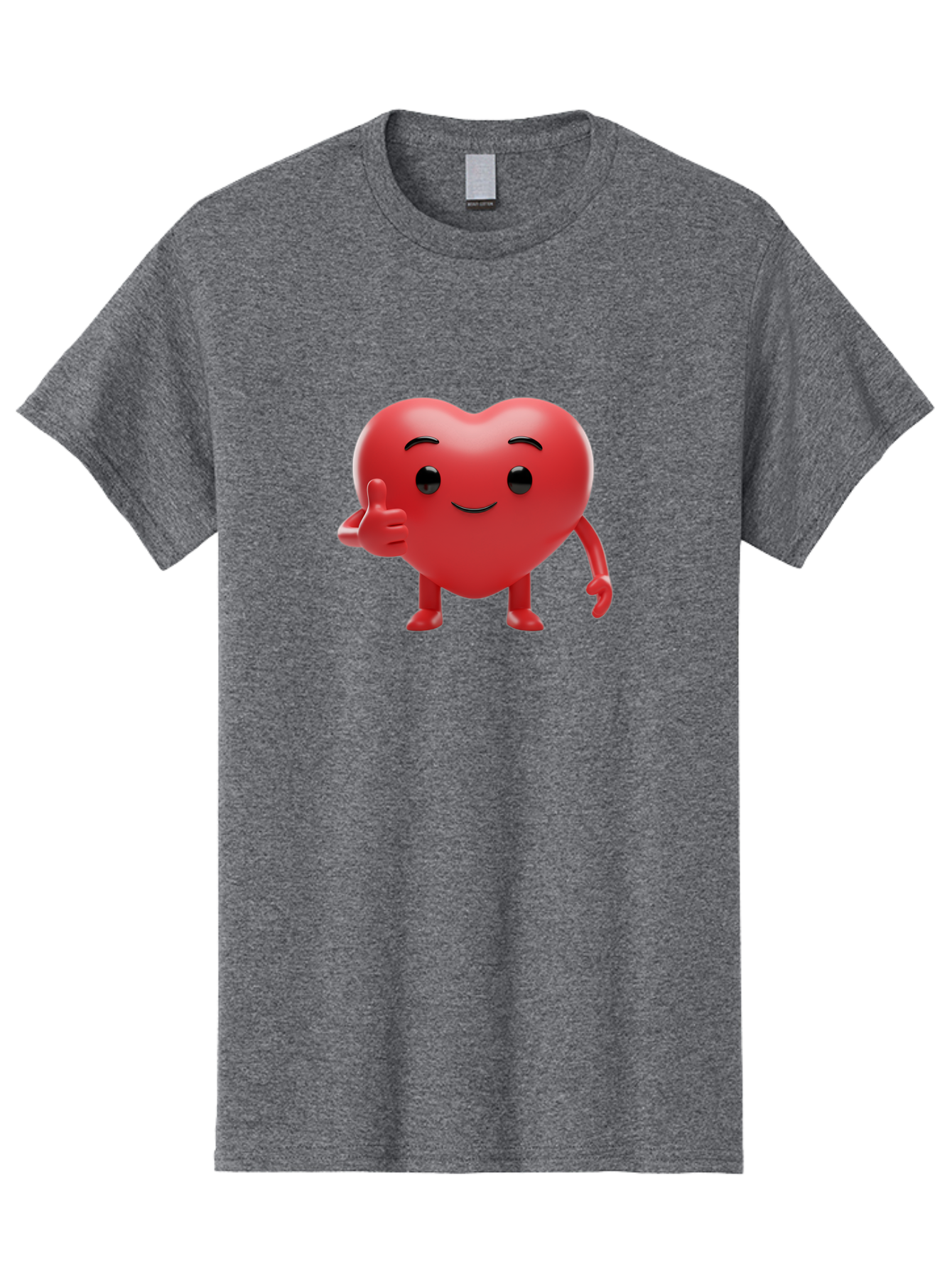 Red-Heart-Emoji Men'S Graphic Tee, 100% Cotton, Comfortable Casual Summer Wear, Machine Washable, Red Heart Character, Cartoon Heart, Heart With Arms And Legs, Thumbs Up Heart, Smiling Heart, Happy Heart, 3D Heart Character, Cute Heart Mascot Bae252