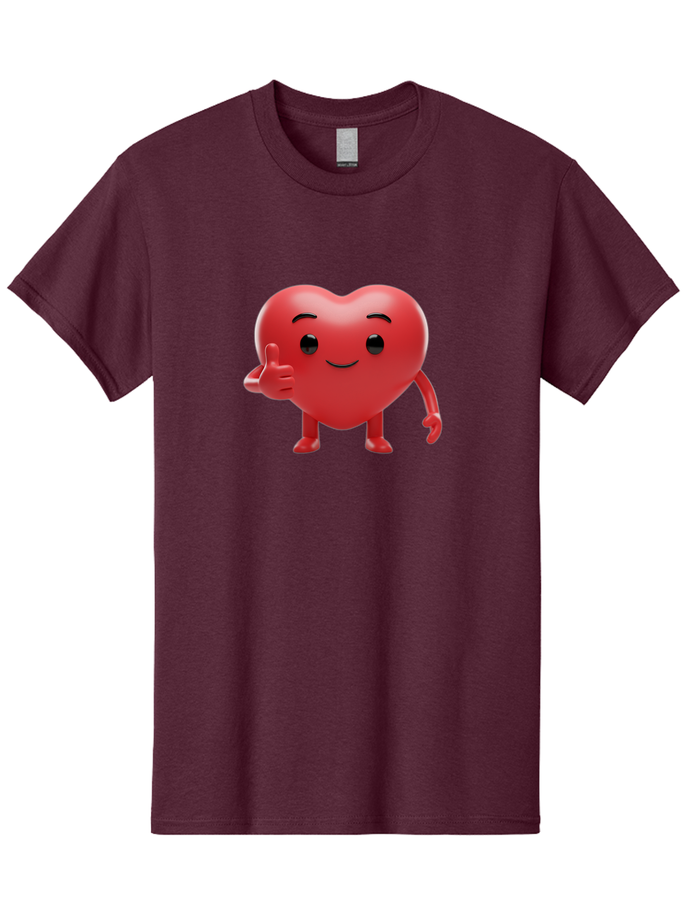 Red-Heart-Emoji Men'S Graphic Tee, 100% Cotton, Comfortable Casual Summer Wear, Machine Washable, Red Heart Character, Cartoon Heart, Heart With Arms And Legs, Thumbs Up Heart, Smiling Heart, Happy Heart, 3D Heart Character, Cute Heart Mascot Bae252