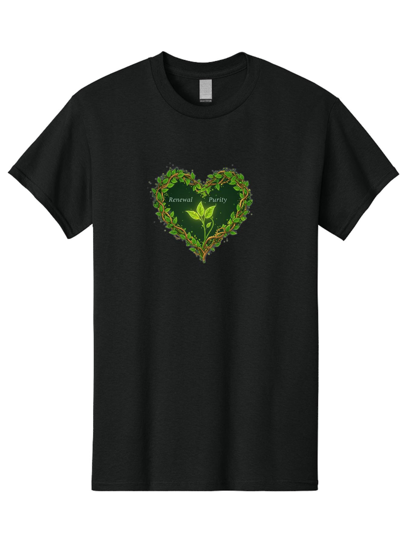 Renewal-Purity Men'S Graphic Tee, 100% Cotton, Comfortable Casual Summer Wear, Machine Washable, Heart Shape, Leaves And Vines, Renewal And Purity, Green Leaves, Natural Elements, Symbolic Heart, Spiritual Growth, Healthy Living Bae256