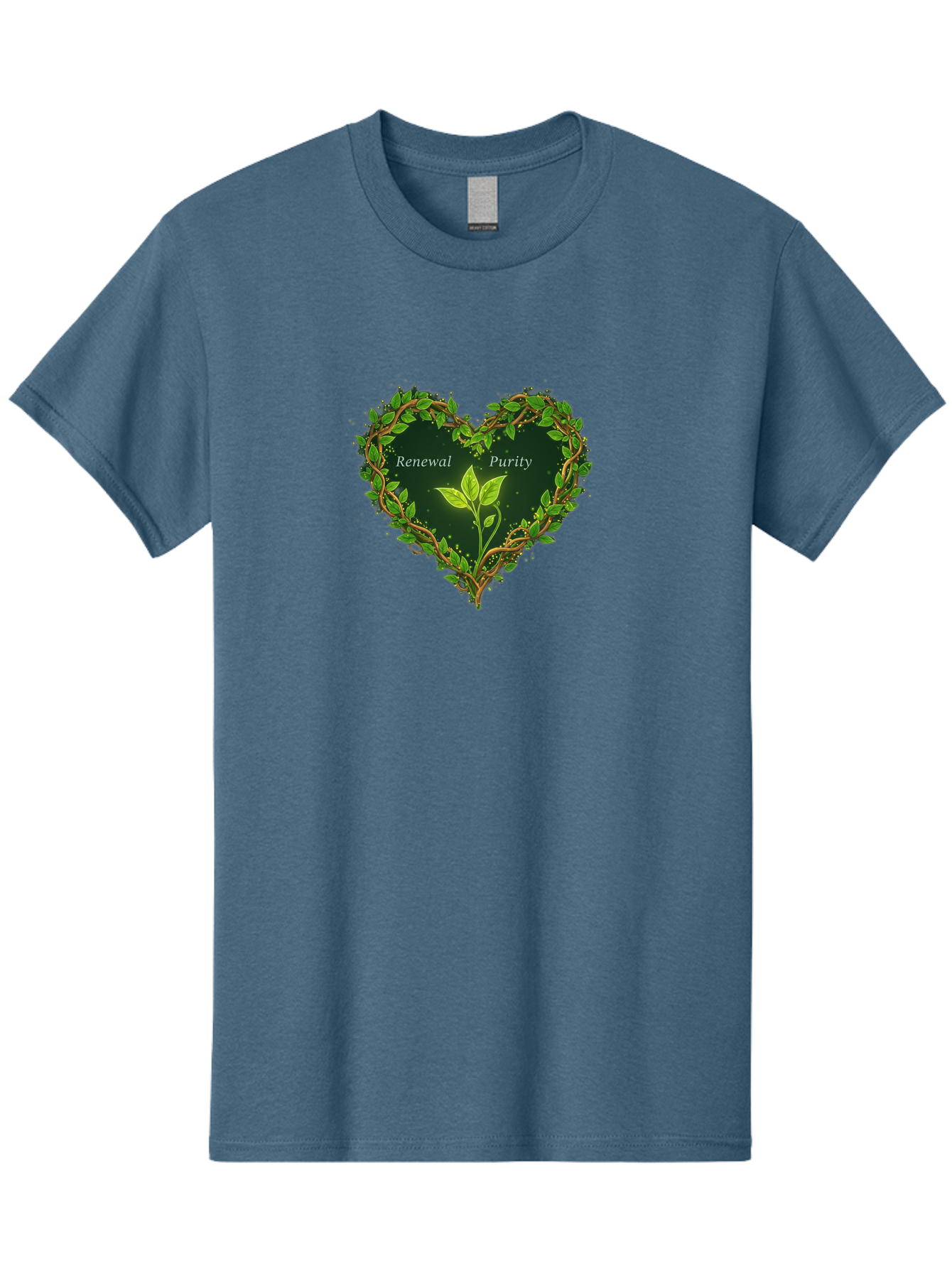 Renewal-Purity Men'S Graphic Tee, 100% Cotton, Comfortable Casual Summer Wear, Machine Washable, Heart Shape, Leaves And Vines, Renewal And Purity, Green Leaves, Natural Elements, Symbolic Heart, Spiritual Growth, Healthy Living Bae256