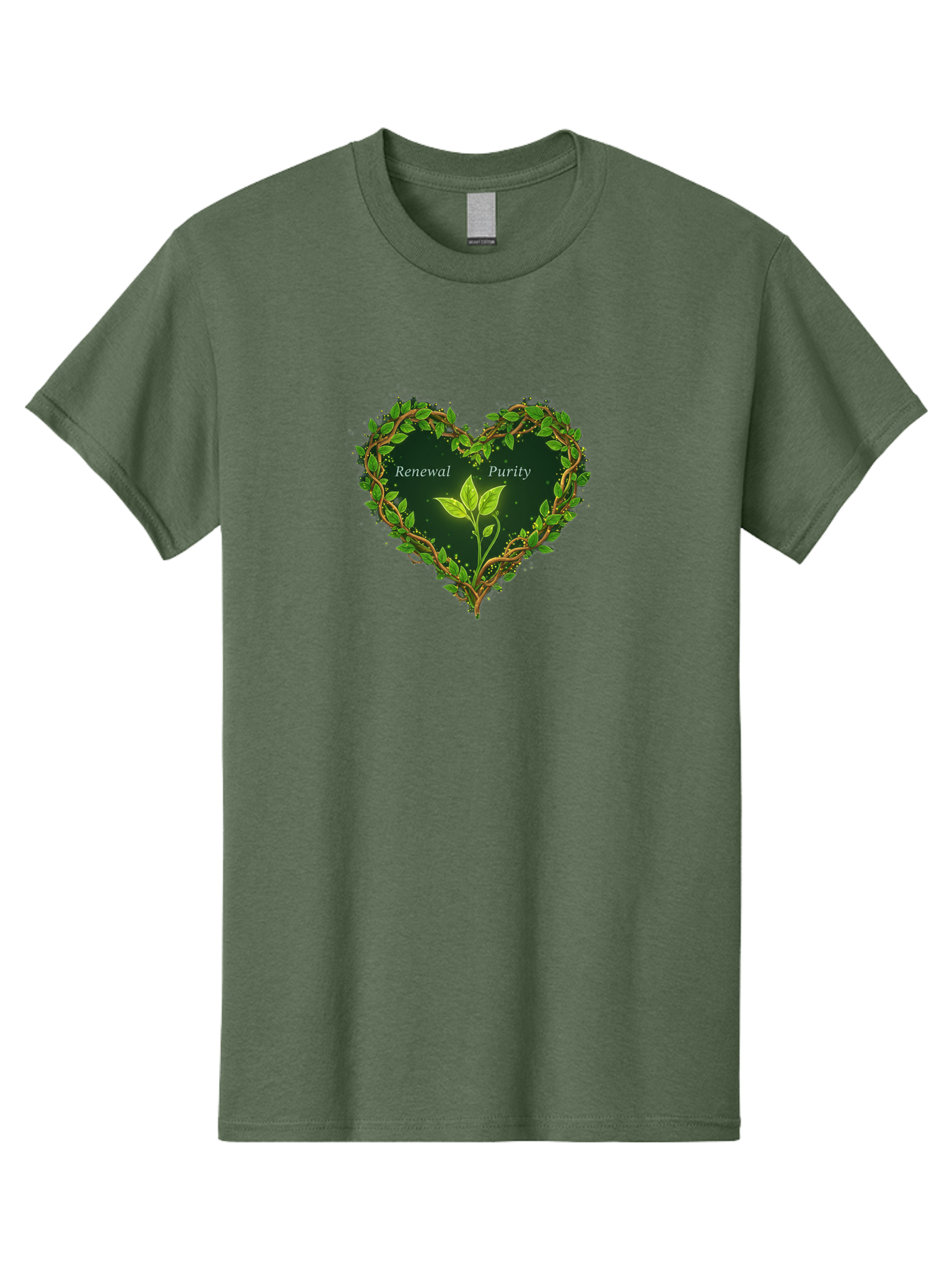Renewal-Purity Men'S Graphic Tee, 100% Cotton, Comfortable Casual Summer Wear, Machine Washable, Heart Shape, Leaves And Vines, Renewal And Purity, Green Leaves, Natural Elements, Symbolic Heart, Spiritual Growth, Healthy Living Bae256