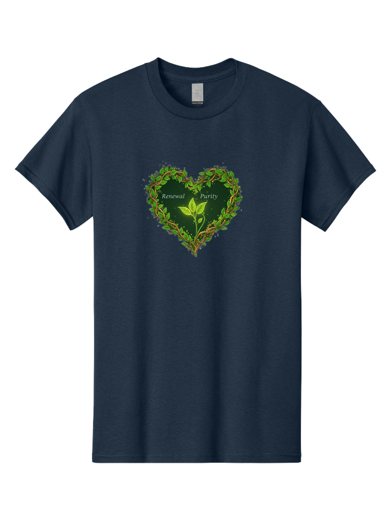 Renewal-Purity Men'S Graphic Tee, 100% Cotton, Comfortable Casual Summer Wear, Machine Washable, Heart Shape, Leaves And Vines, Renewal And Purity, Green Leaves, Natural Elements, Symbolic Heart, Spiritual Growth, Healthy Living Bae256