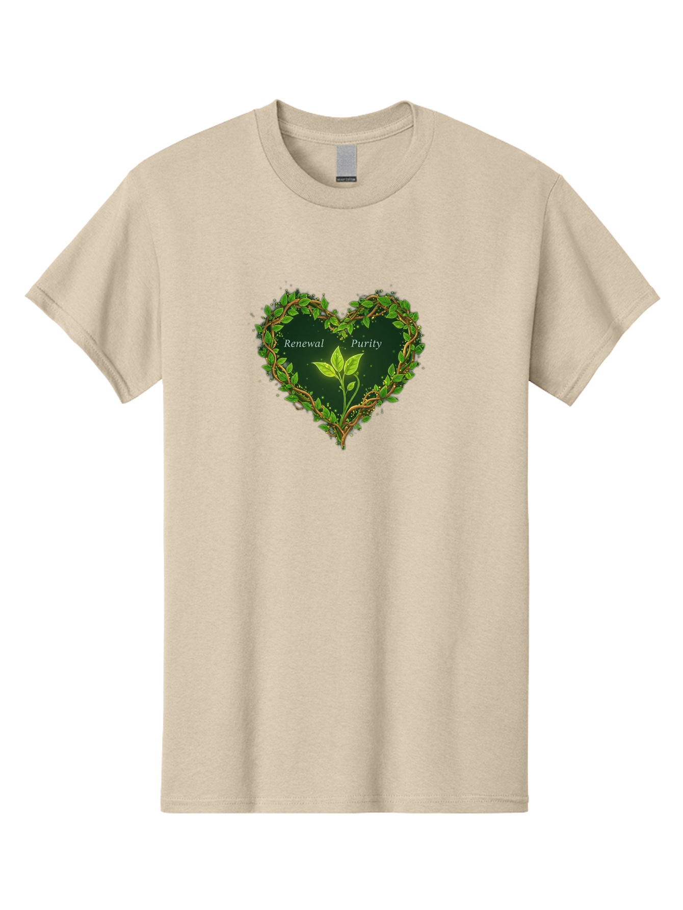 Renewal-Purity Men'S Graphic Tee, 100% Cotton, Comfortable Casual Summer Wear, Machine Washable, Heart Shape, Leaves And Vines, Renewal And Purity, Green Leaves, Natural Elements, Symbolic Heart, Spiritual Growth, Healthy Living Bae256