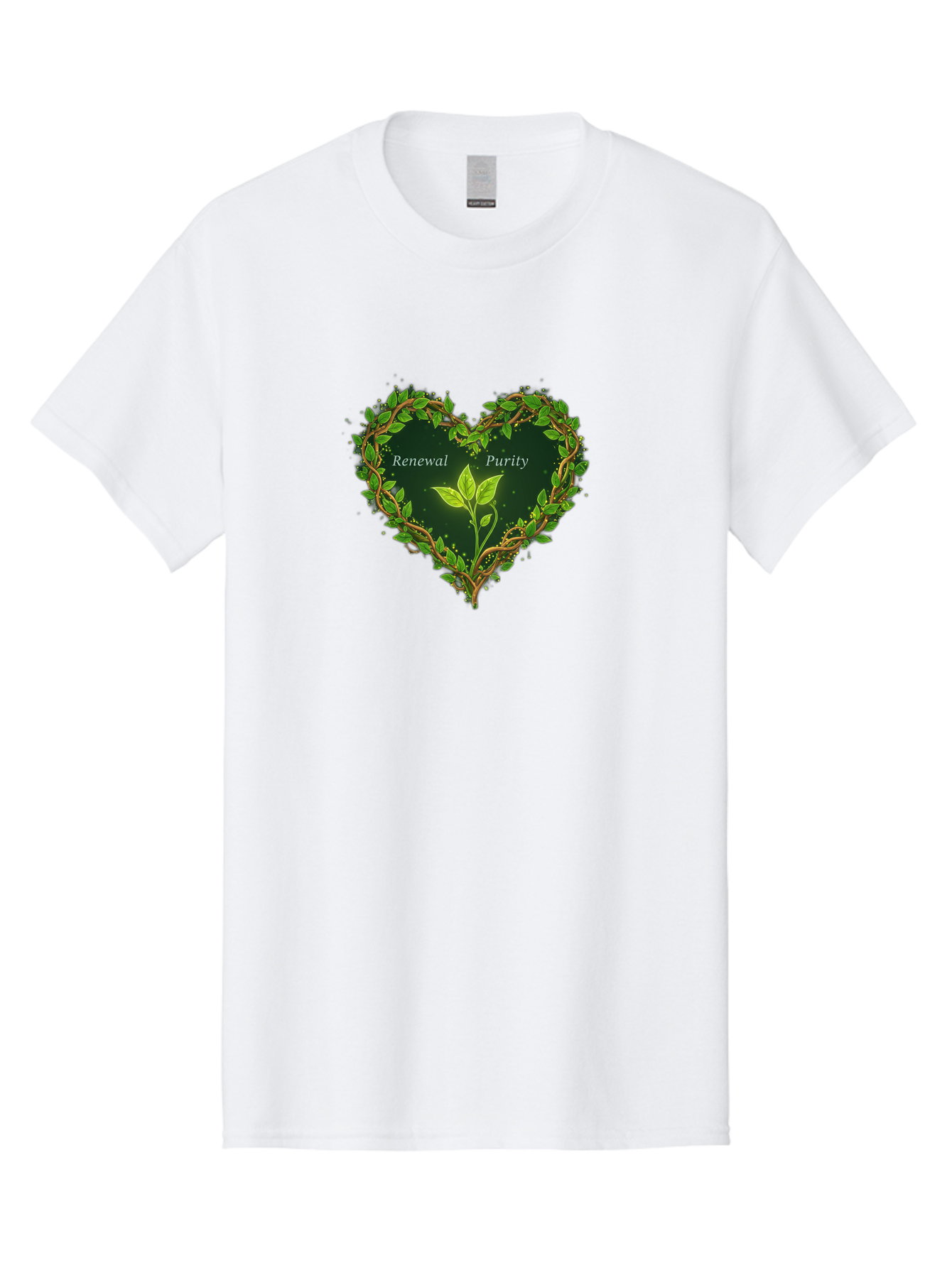 Renewal-Purity Men'S Graphic Tee, 100% Cotton, Comfortable Casual Summer Wear, Machine Washable, Heart Shape, Leaves And Vines, Renewal And Purity, Green Leaves, Natural Elements, Symbolic Heart, Spiritual Growth, Healthy Living Bae256
