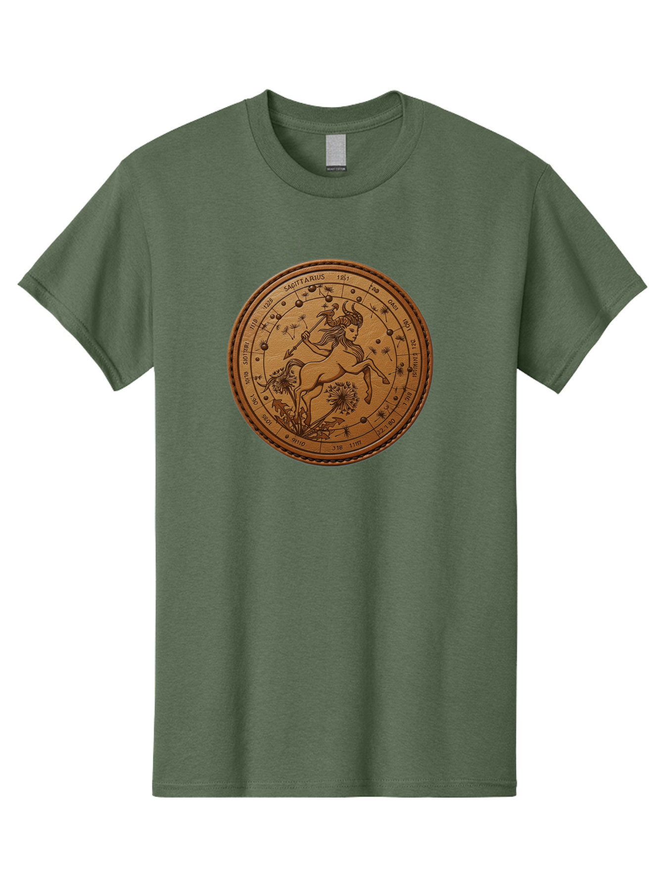 Sagittarius Men'S Graphic Tee, 100% Cotton, Comfortable Casual Summer Wear, Machine Washable, Sagittarius Zodiac Sign, Centaur Archer, Astrology Symbol, Horoscope Illustration, Dandelion Flowers, Celestial Map, Ancient Mythology, Mystical Art Bae263
