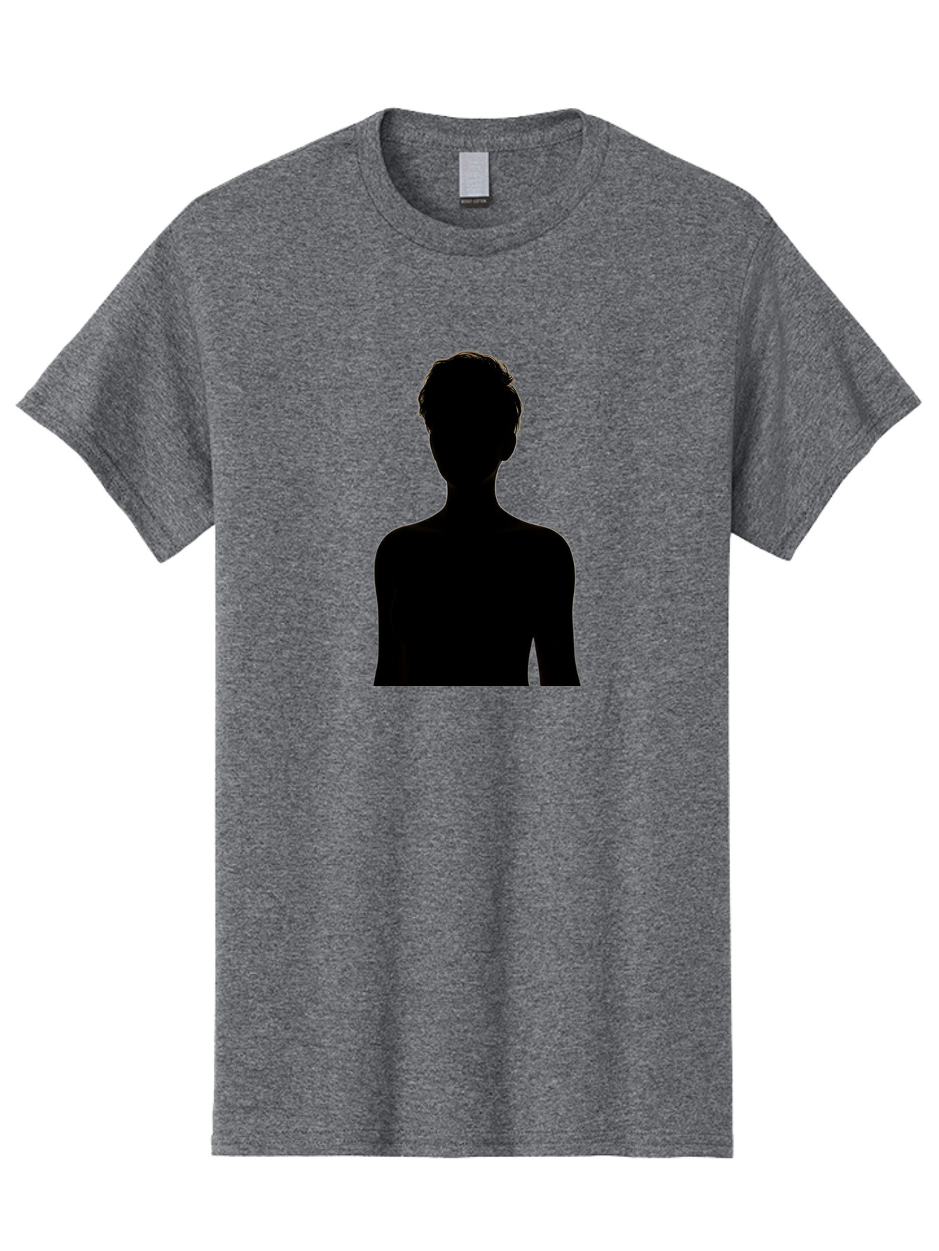 Silhouette-Of-A-Person Men'S Graphic Tee, 100% Cotton, Comfortable Casual Summer Wear, Machine Washable, Female Silhouette, Black Silhouette, Woman Figure, Mysterious Woman, Short Hair, Elegant Posture, Minimalistic Design, Modern Art Bae276