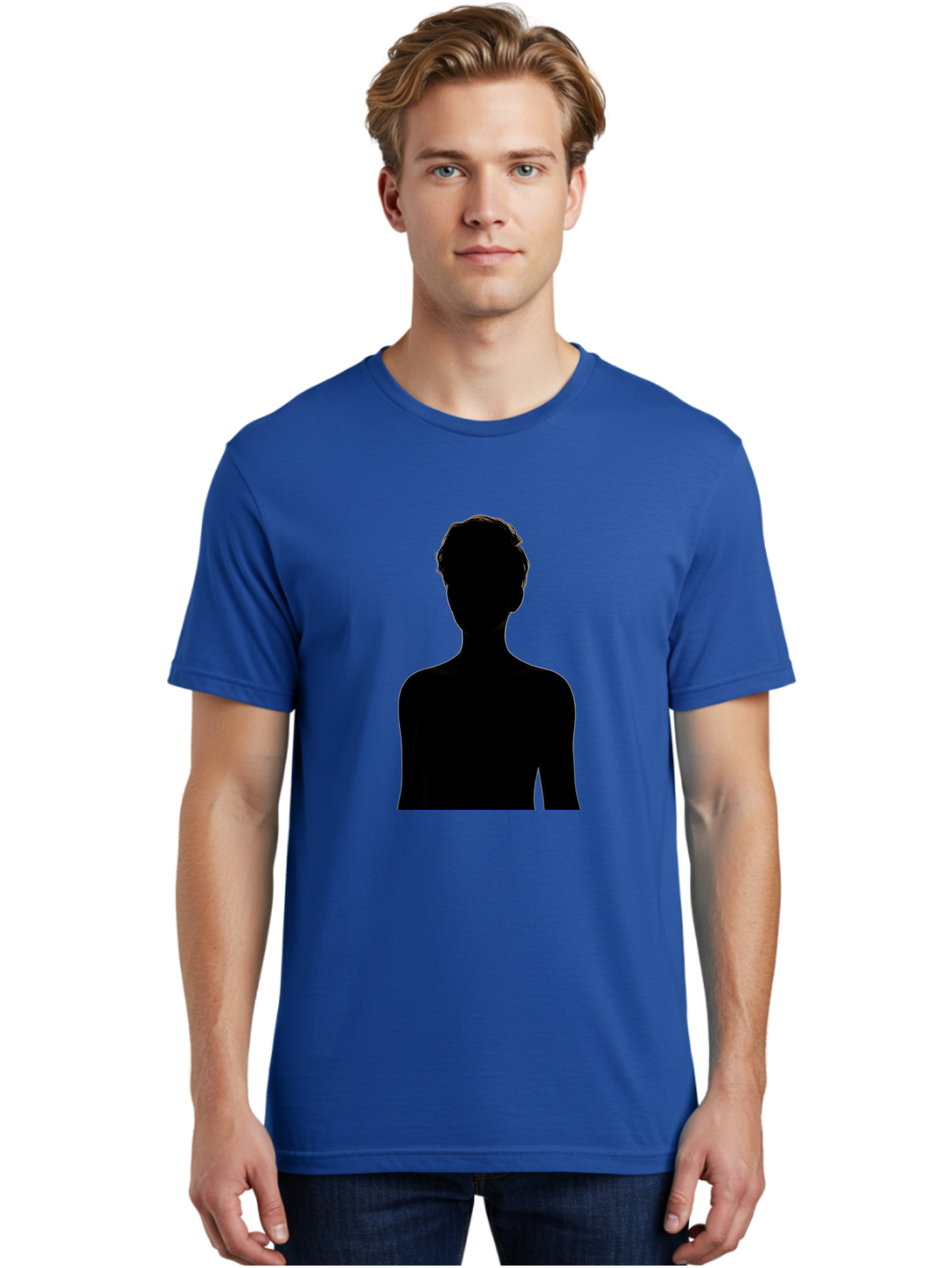 Silhouette-Of-A-Person Men'S Graphic Tee, 100% Cotton, Comfortable Casual Summer Wear, Machine Washable, Female Silhouette, Black Silhouette, Woman Figure, Mysterious Woman, Short Hair, Elegant Posture, Minimalistic Design, Modern Art Bae276