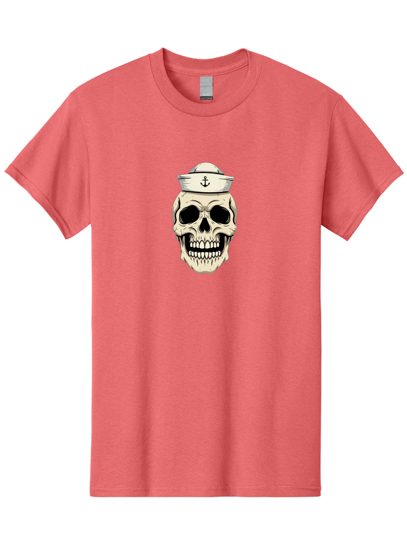 Skull-With-Sailor-Hat-1 Men'S Graphic Tee, 100% Cotton, Comfortable Casual Summer Wear, Machine Washable, Sailor Skull, Anchor Hat, Skull Art, Nautical Theme, Vintage Illustration, Pirate Symbol, Gothic Style, Sailor Hat, Anchor Emblem, Bae280