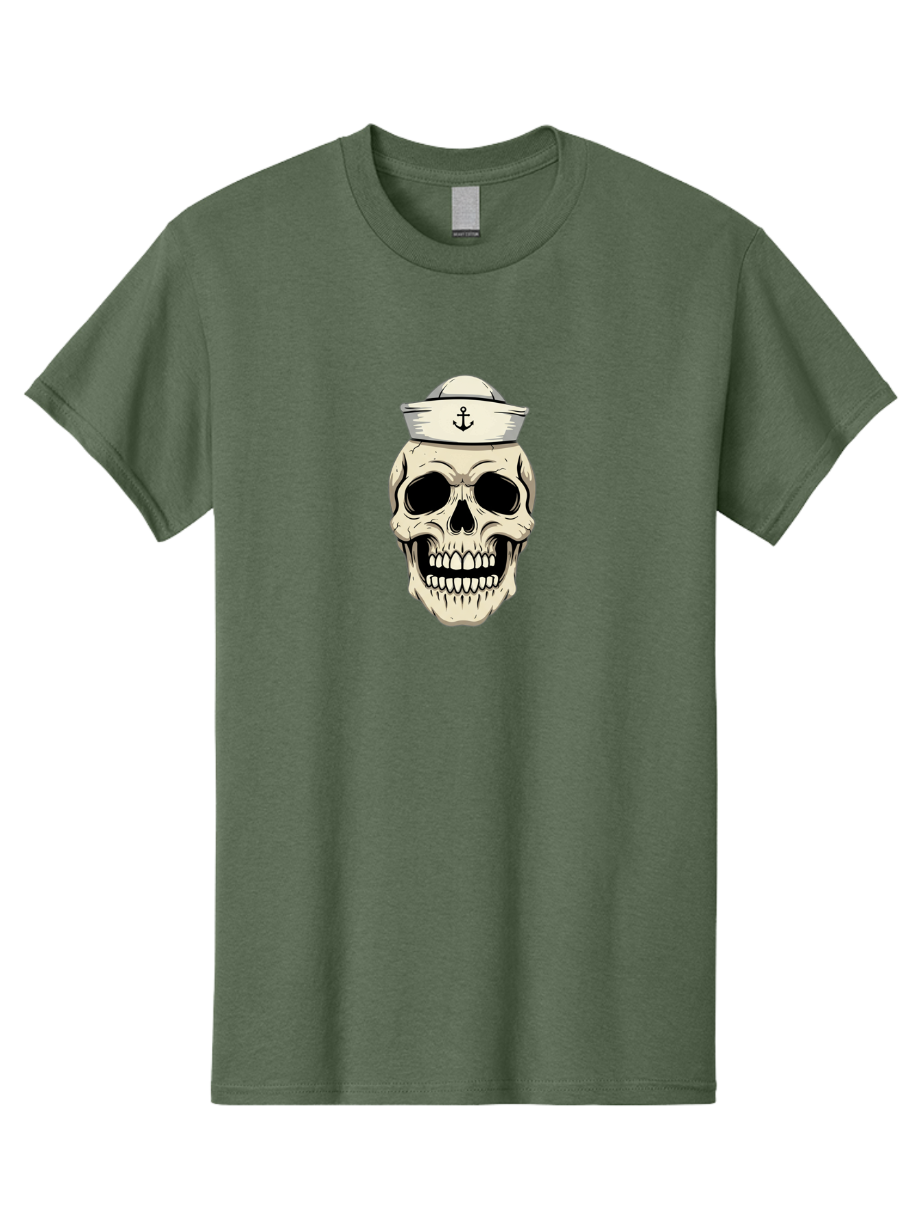 Skull-With-Sailor-Hat-1 Men'S Graphic Tee, 100% Cotton, Comfortable Casual Summer Wear, Machine Washable, Sailor Skull, Anchor Hat, Skull Art, Nautical Theme, Vintage Illustration, Pirate Symbol, Gothic Style, Sailor Hat, Anchor Emblem, Bae280