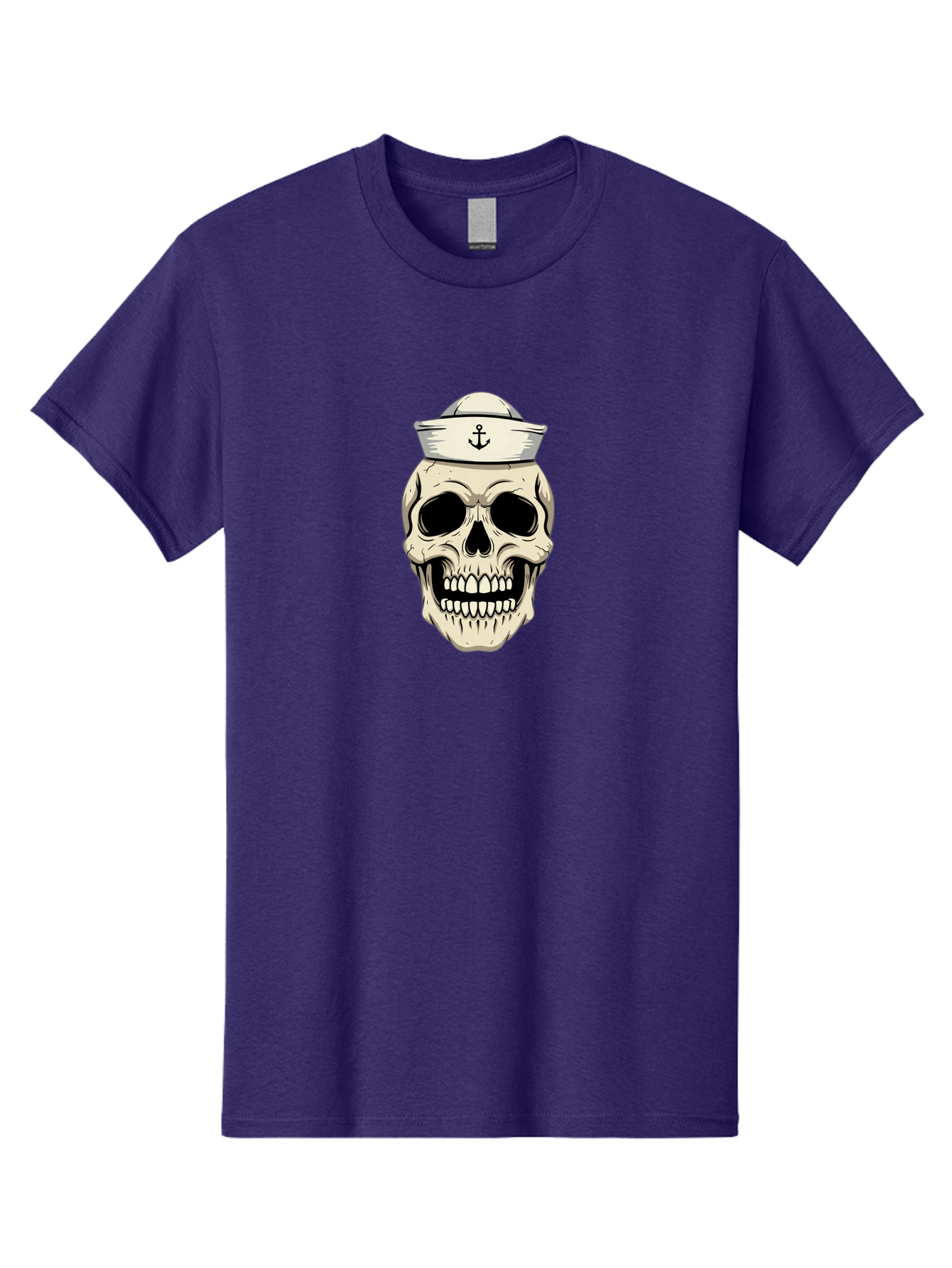 Skull-With-Sailor-Hat-1 Men'S Graphic Tee, 100% Cotton, Comfortable Casual Summer Wear, Machine Washable, Sailor Skull, Anchor Hat, Skull Art, Nautical Theme, Vintage Illustration, Pirate Symbol, Gothic Style, Sailor Hat, Anchor Emblem, Bae280