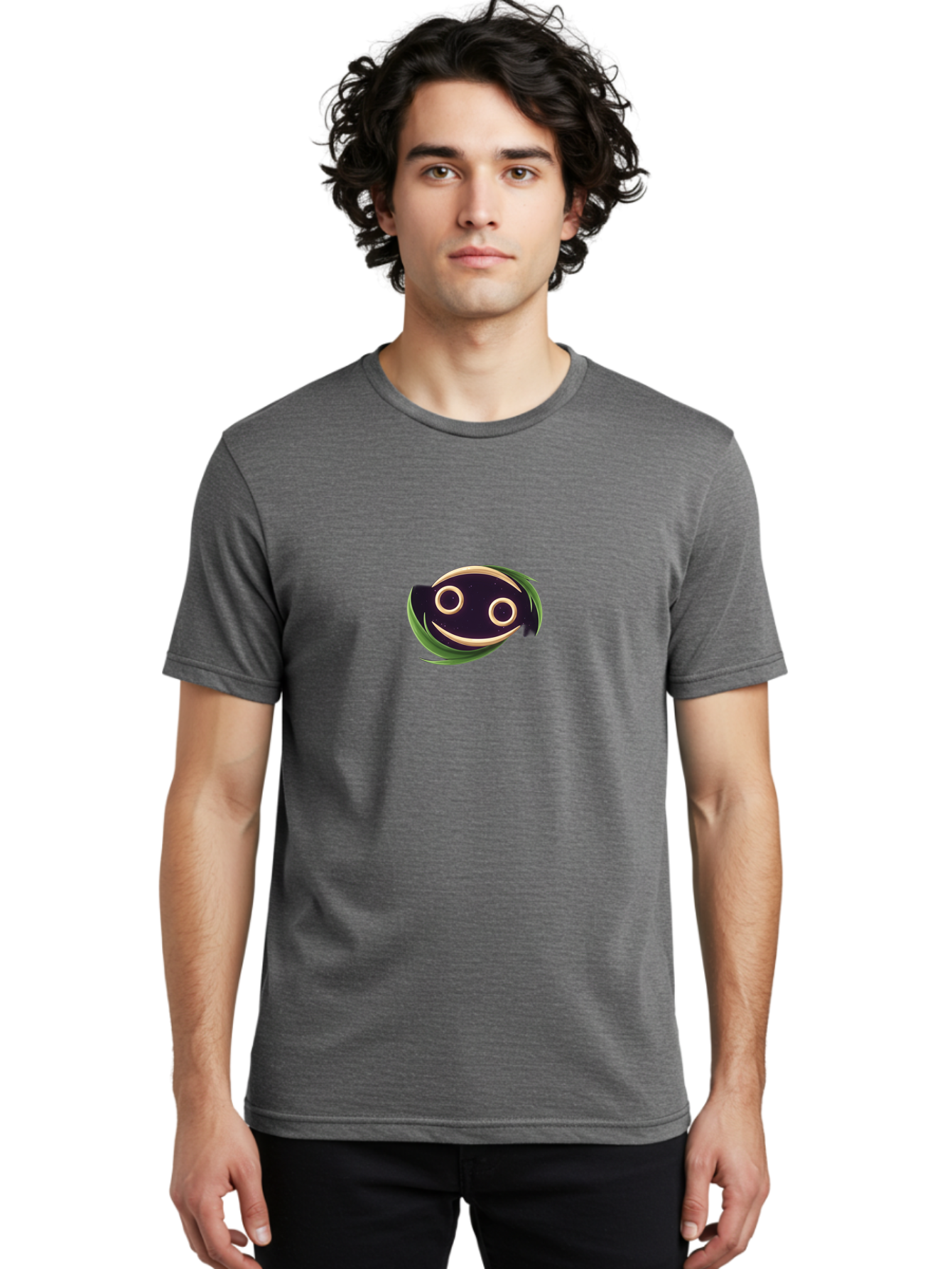 Smiley-Face-Logo Men'S Graphic Tee, 100% Cotton, Comfortable Casual Summer Wear, Machine Washable, Smiling Fish Logo, Cartoon Character Design, Playful Iconography, Simple Graphics, Friendly Face, Cute Illustration, Modern Branding Element, Bae284