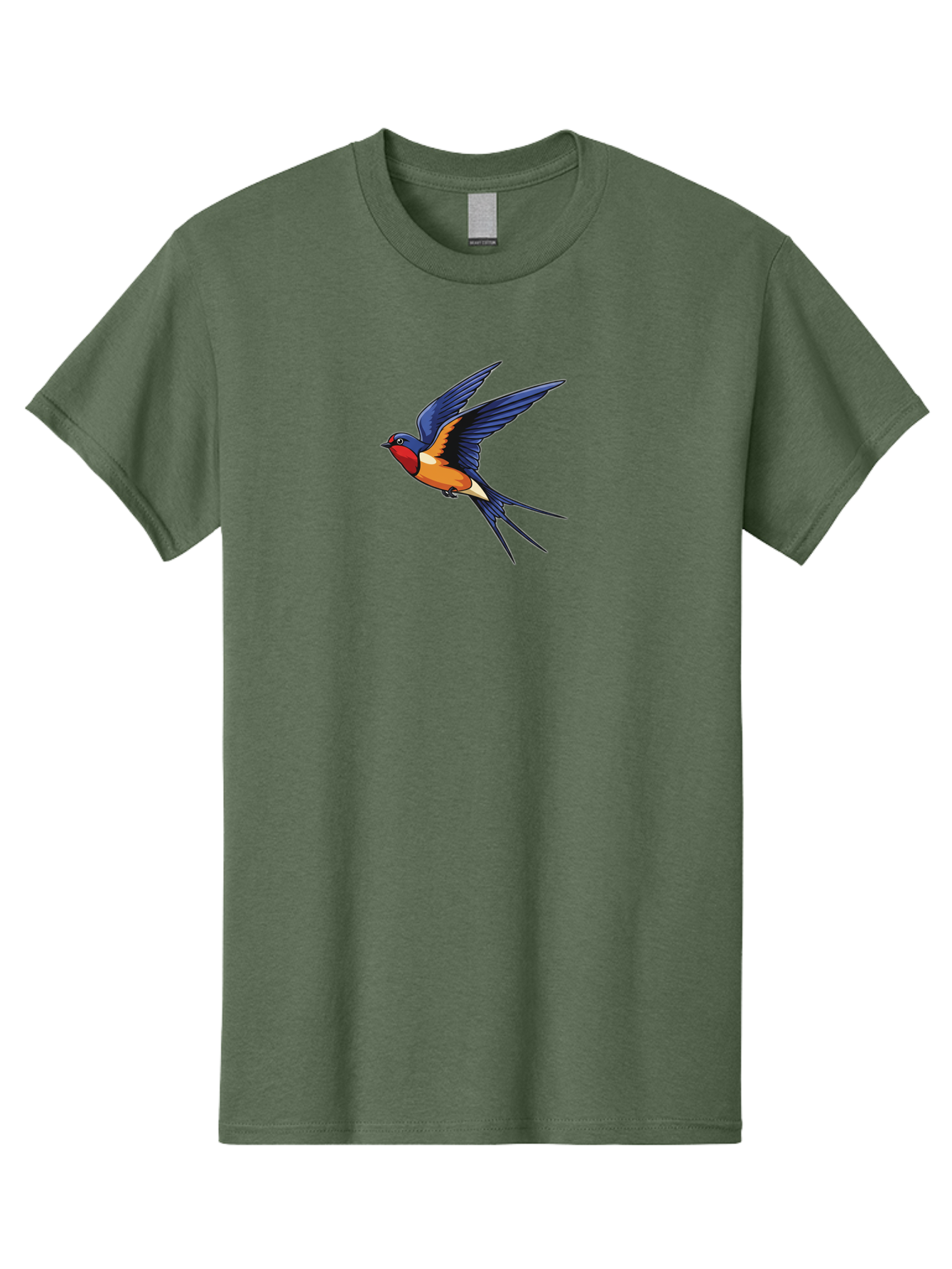 Swallow-In-Flight Men'S Graphic Tee, 100% Cotton, Comfortable Casual Summer Wear, Machine Washable, Barn Swallow In Flight, Colorful Bird, Blue Wings, Orange Belly, Red Face, Wildlife Illustration, Bird Watching, Migratory Bird, Nature Art Bae298