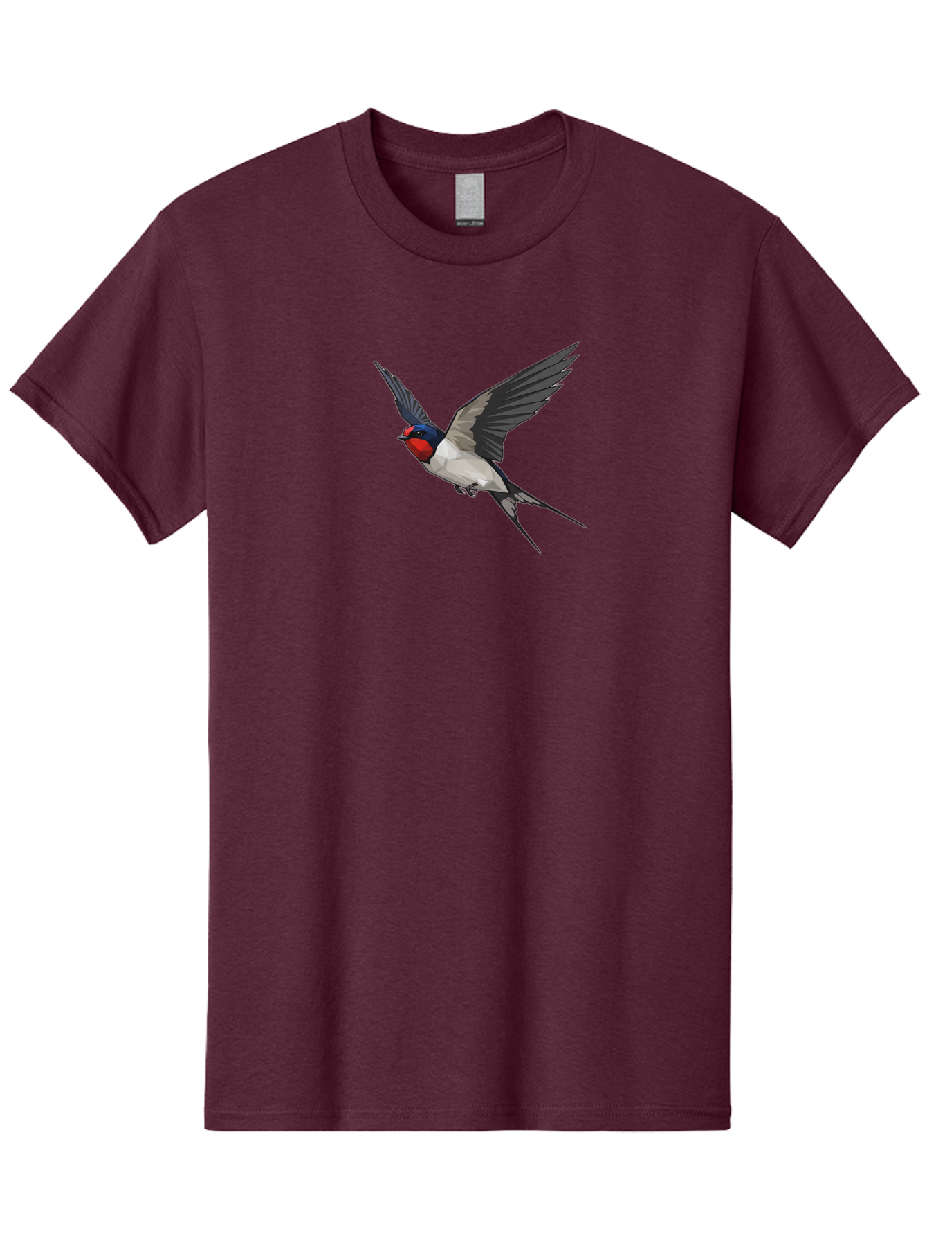 Swallow Men'S Graphic Tee, 100% Cotton, Comfortable Casual Summer Wear, Machine Washable, Swallow In Flight, Bird Flying, Wildlife Illustration, Colorful Plumage, Dynamic Movement, Avian Art, Cartoon Bird, Red Face, Blue Head, White Body, Bae299