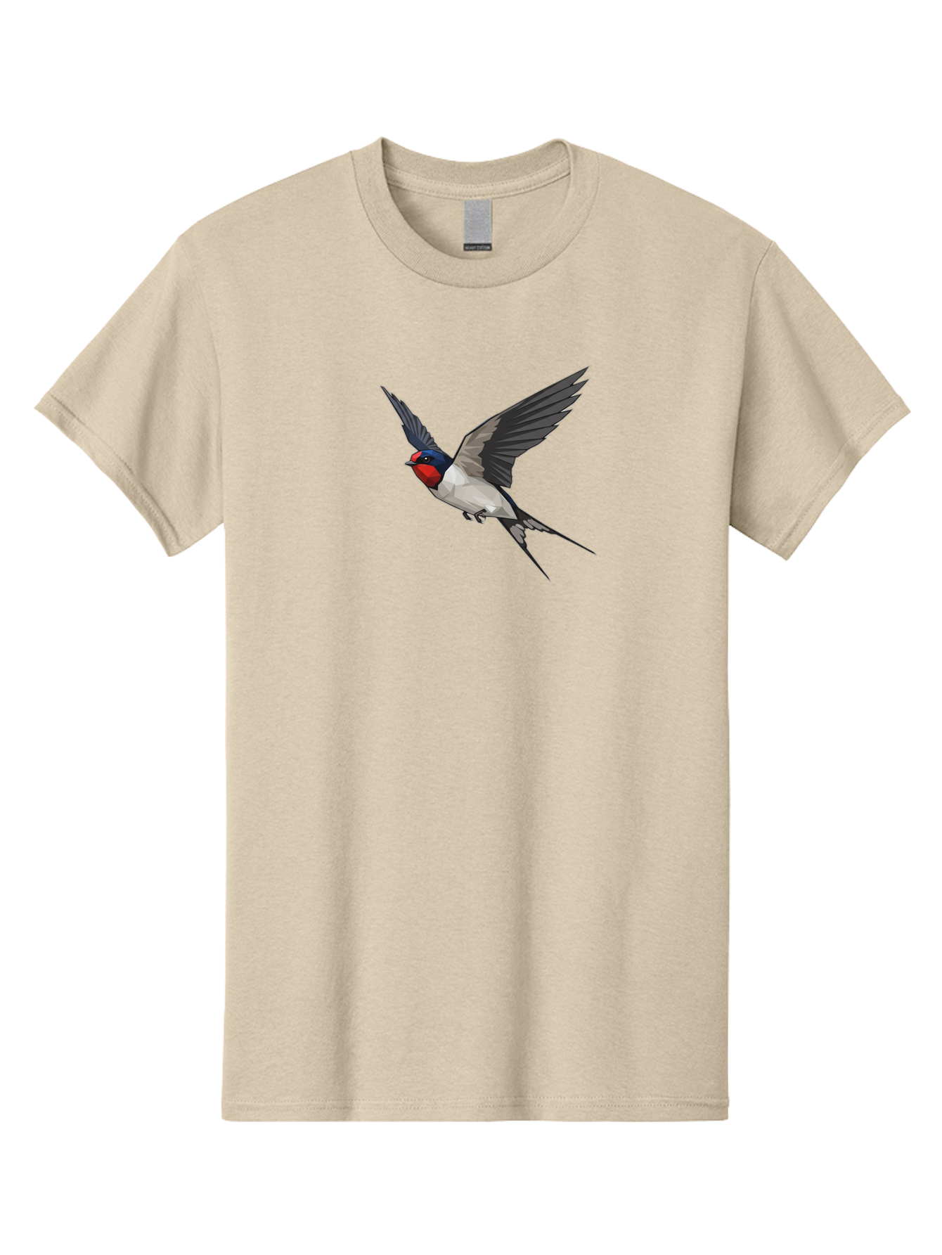 Swallow Men'S Graphic Tee, 100% Cotton, Comfortable Casual Summer Wear, Machine Washable, Swallow In Flight, Bird Flying, Wildlife Illustration, Colorful Plumage, Dynamic Movement, Avian Art, Cartoon Bird, Red Face, Blue Head, White Body, Bae299