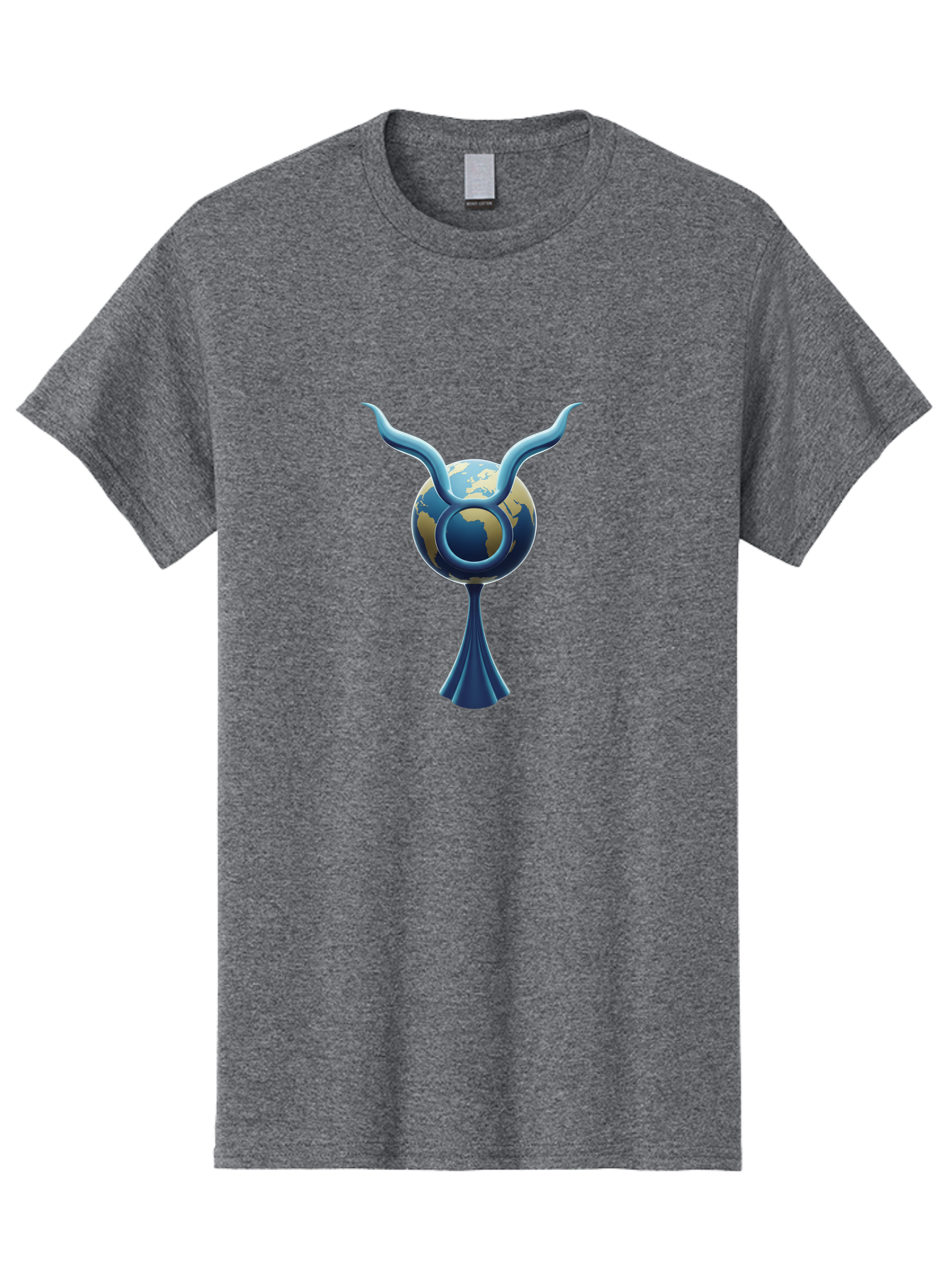 Taurus-1 Men'S Graphic Tee, 100% Cotton, Comfortable Casual Summer Wear, Machine Washable, Taurus Zodiac Sign, Astrological Symbol, Earthy Tone, Blue And Gold Globe, Flowing Design, Abstract Art, Horoscope, Horoscope Symbol, Astrology, Bae302