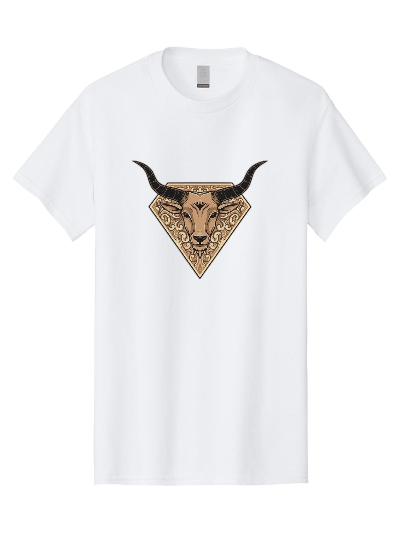 Taurus-Zodiac Men'S Graphic Tee, 100% Cotton, Comfortable Casual Summer Wear, Machine Washable, Taurus Bull, Zodiac Sign, Astrology Symbol, Bull Head, Ornate Design, Vintage Illustration, Esoteric Art, Horoscope Icon Bae305