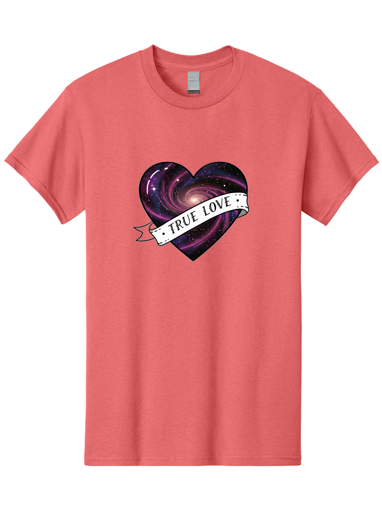 True-Love-7 Men'S Graphic Tee, 100% Cotton, Comfortable Casual Summer Wear, Machine Washable, Galaxy Heart, Cosmic Love, Purple Galaxy, Heart Shape, Stars And Planets, Romantic Symbol, True Love, Space-Inspired Art, Celestial Design, Bae316