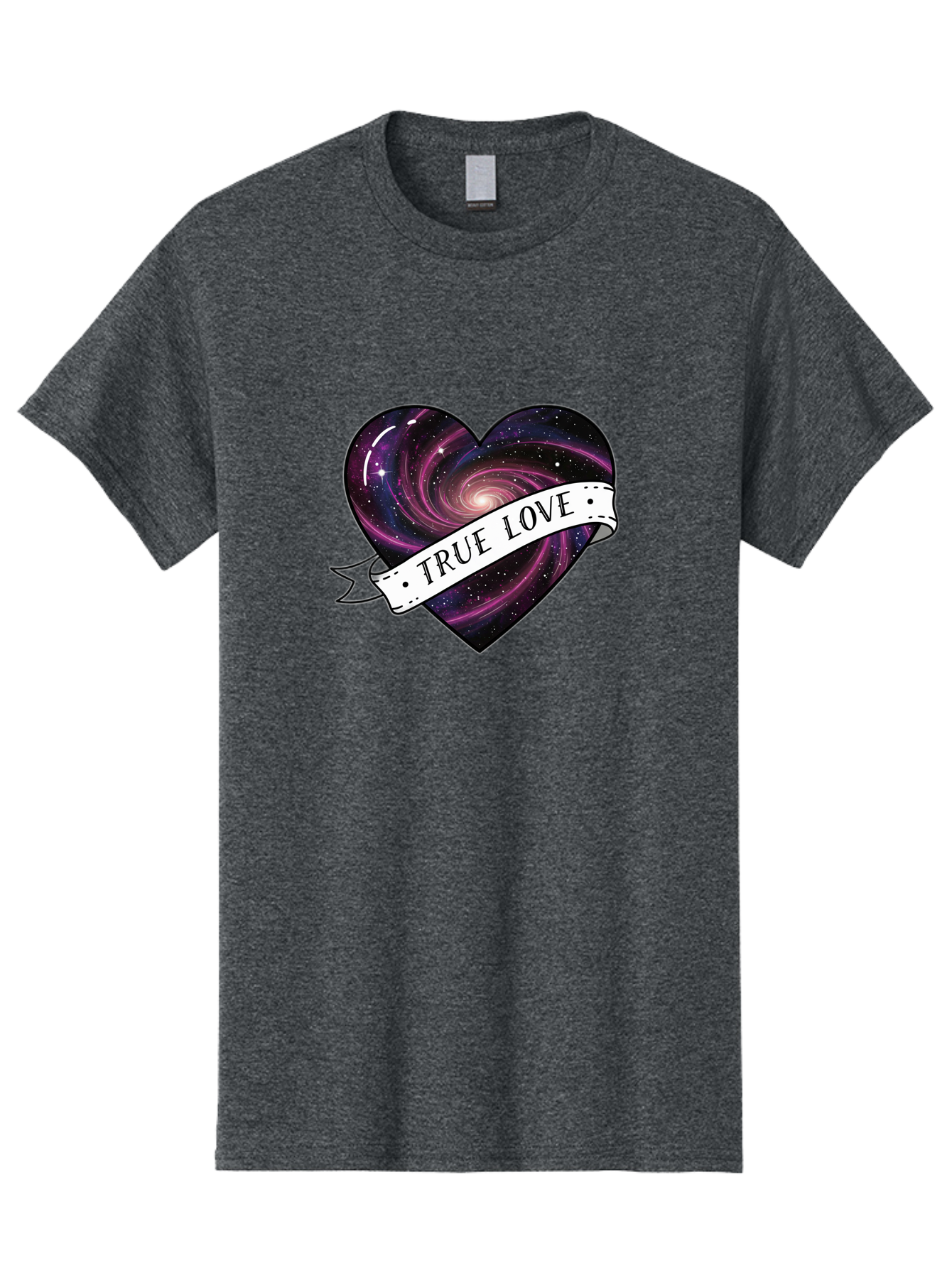 True-Love-7 Men'S Graphic Tee, 100% Cotton, Comfortable Casual Summer Wear, Machine Washable, Galaxy Heart, Cosmic Love, Purple Galaxy, Heart Shape, Stars And Planets, Romantic Symbol, True Love, Space-Inspired Art, Celestial Design, Bae316