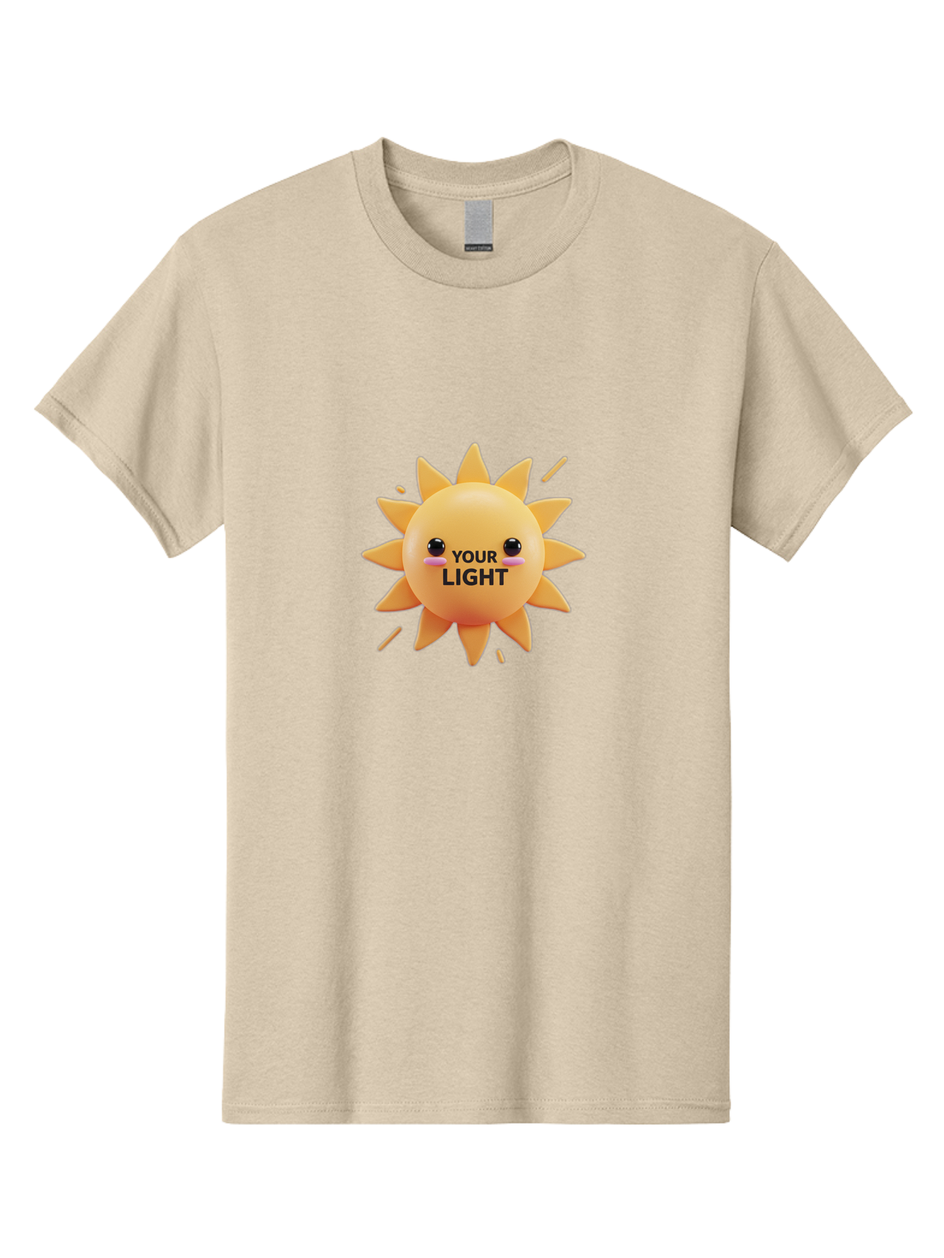 Your-Light-1 Men'S Graphic Tee, 100% Cotton, Comfortable Casual Summer Wear, Machine Washable, Smiling Sun, Positive Vibes, Happy Face, Inspirational Quote, Motivational Message, Inner Light, Warm Personality Bae334